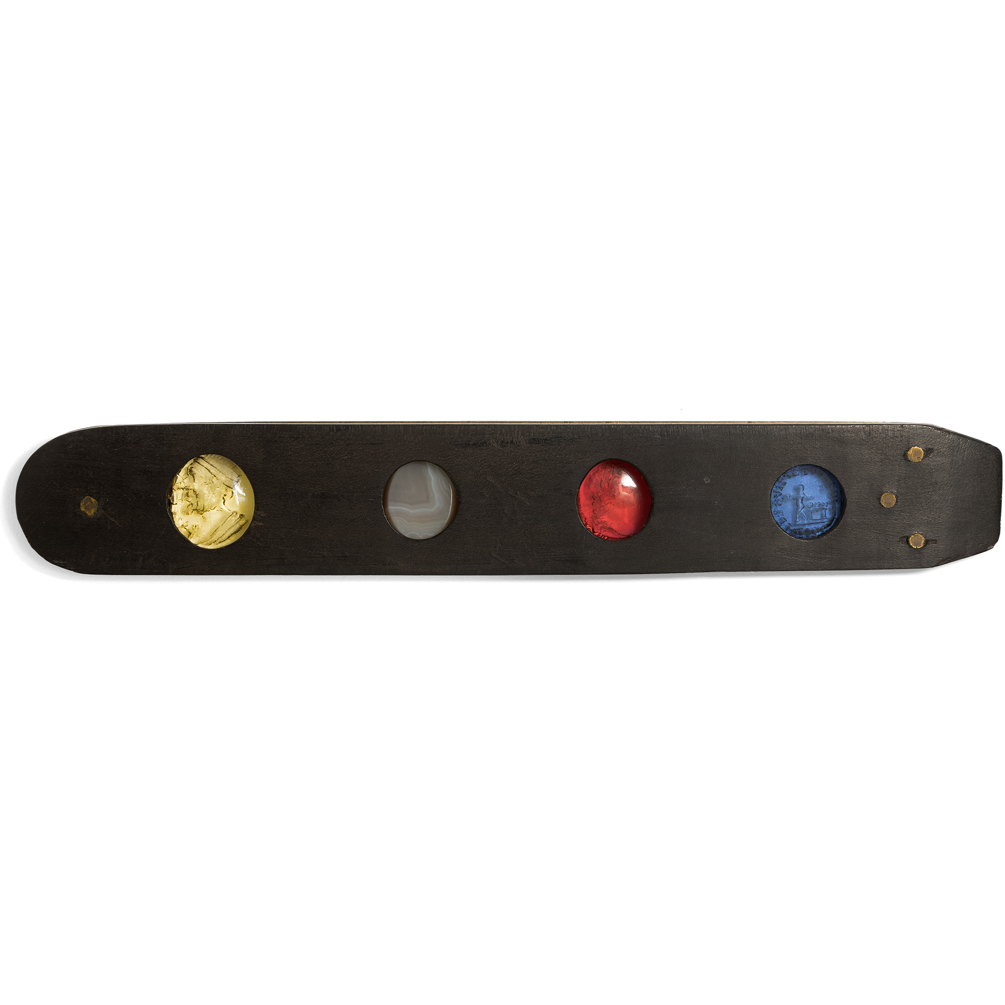 Vier Gemmen aus Achat & Glas in einem antiken Halter, England um 1820 Vier Gemmen aus Achat & Glas in einem antiken Halter, England um 1820