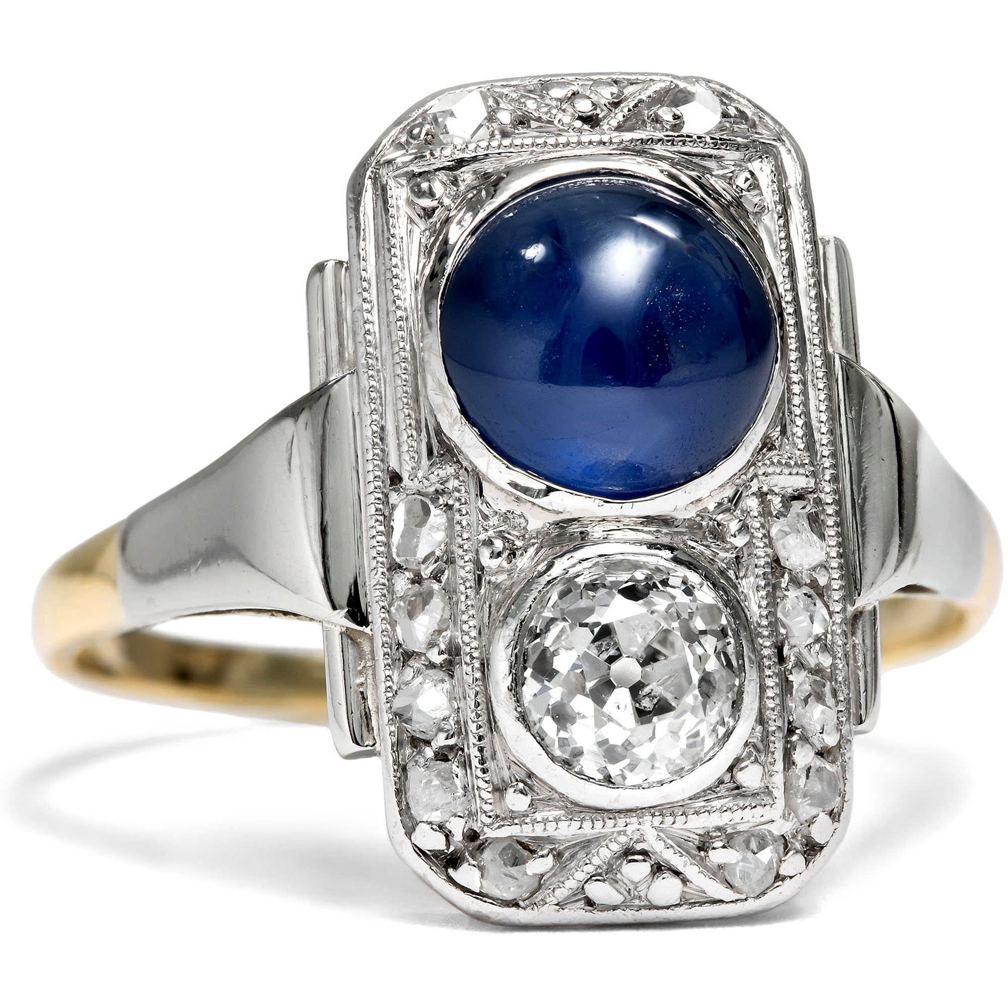 Kostbarer „Toi-et-Moi-Ring“ mit Saphir & Diamanten, 1920er Jahre 