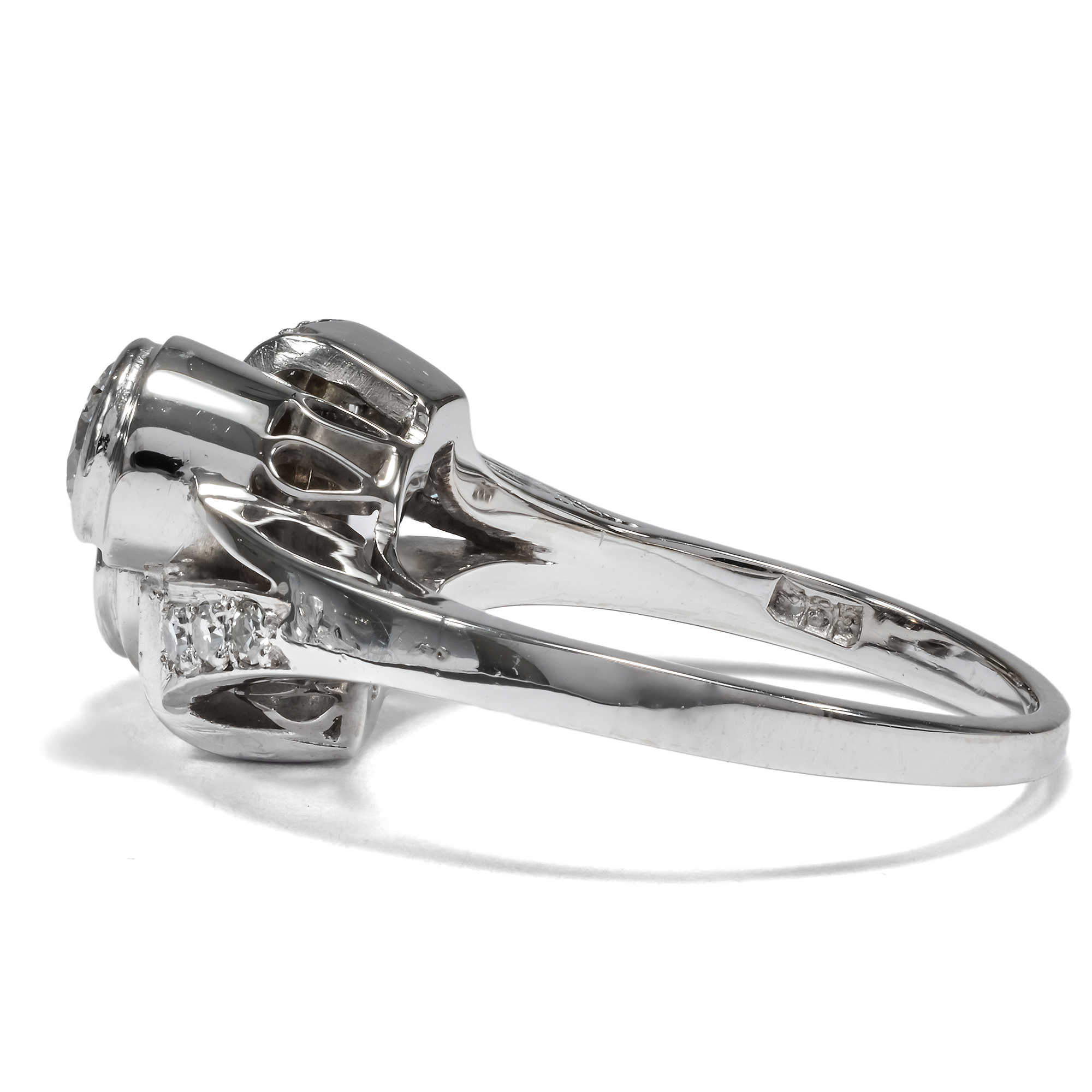 Midcentury White Gold Ring with 0.95 ct Diamonds c. 1955