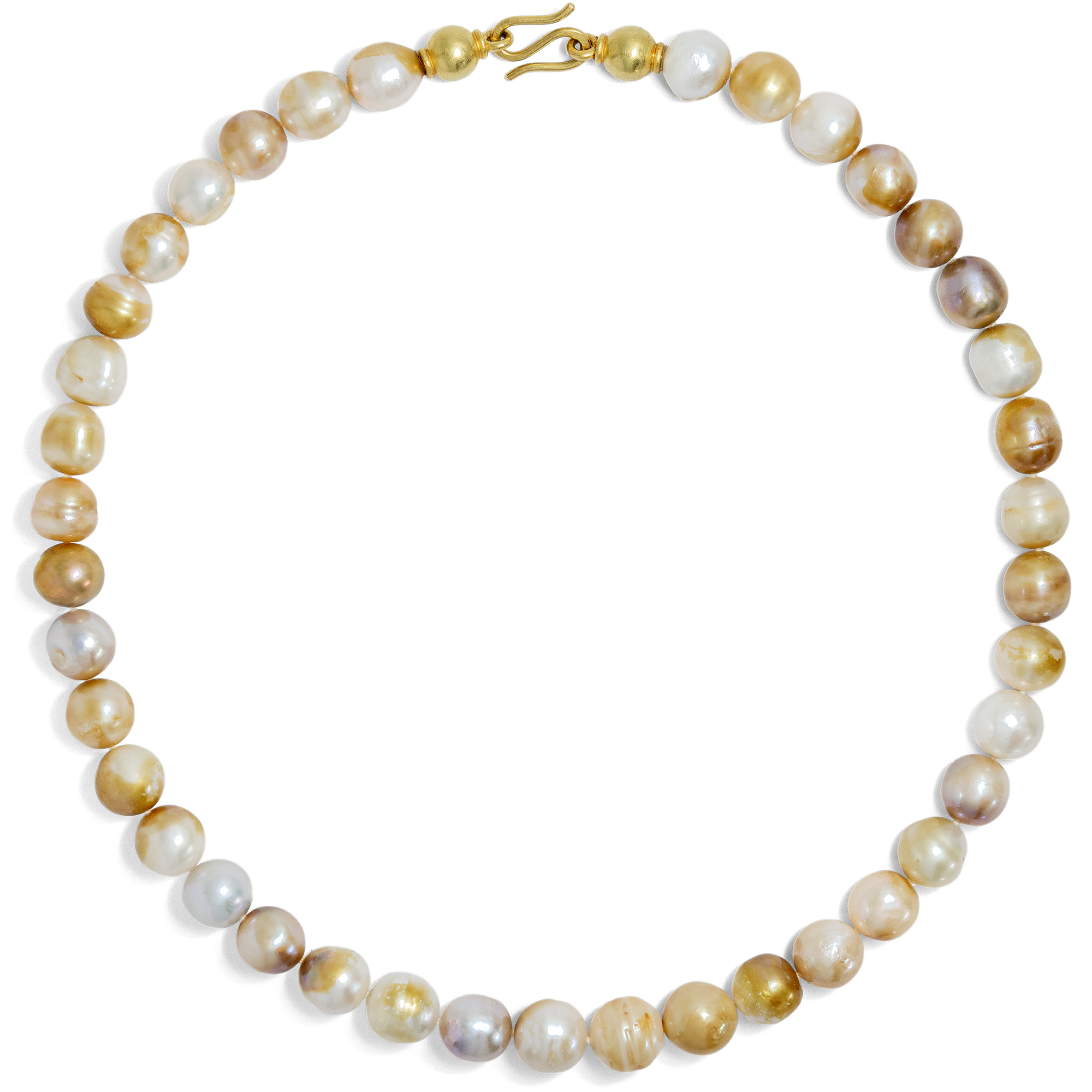 Contemporary Necklace made of Freshwater Cultured Pearls with Gold Clasp, c. 2000