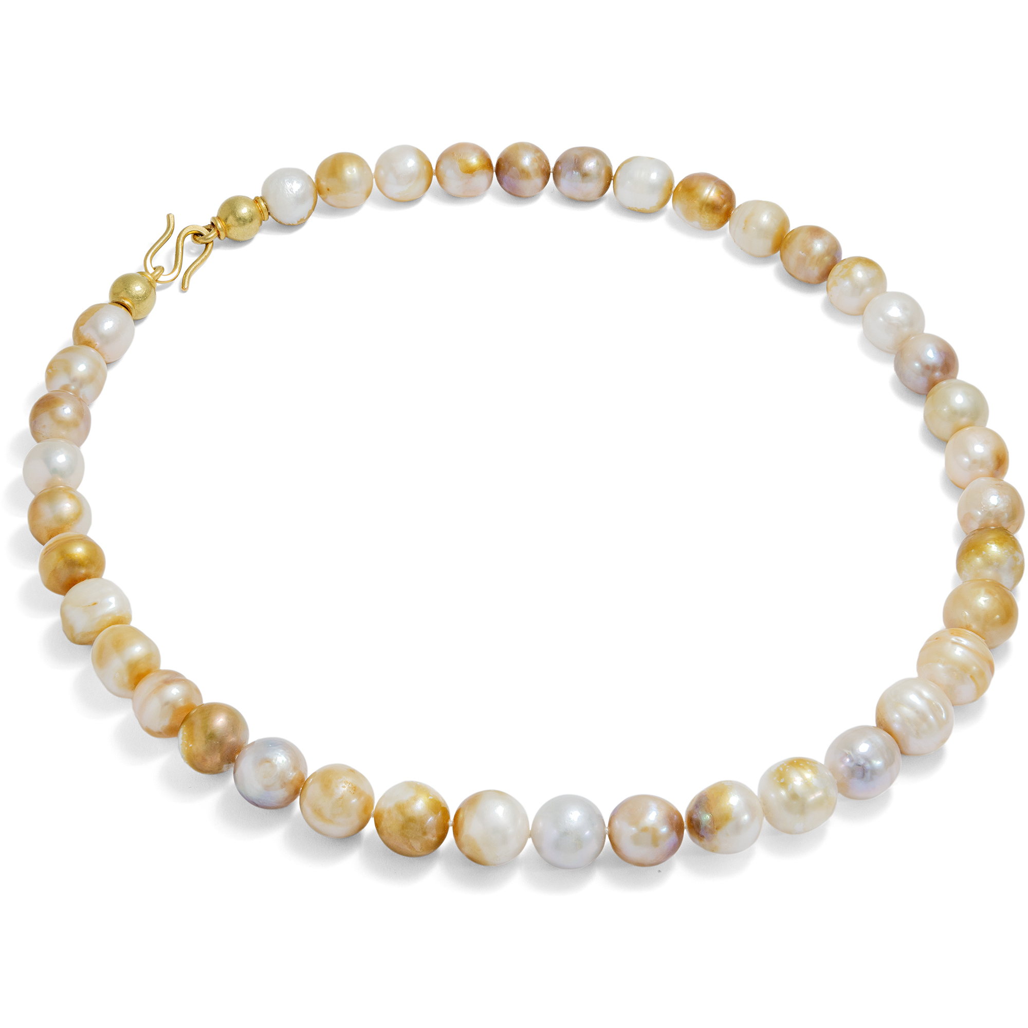 Contemporary Necklace made of Freshwater Cultured Pearls with Gold Clasp, c. 2000