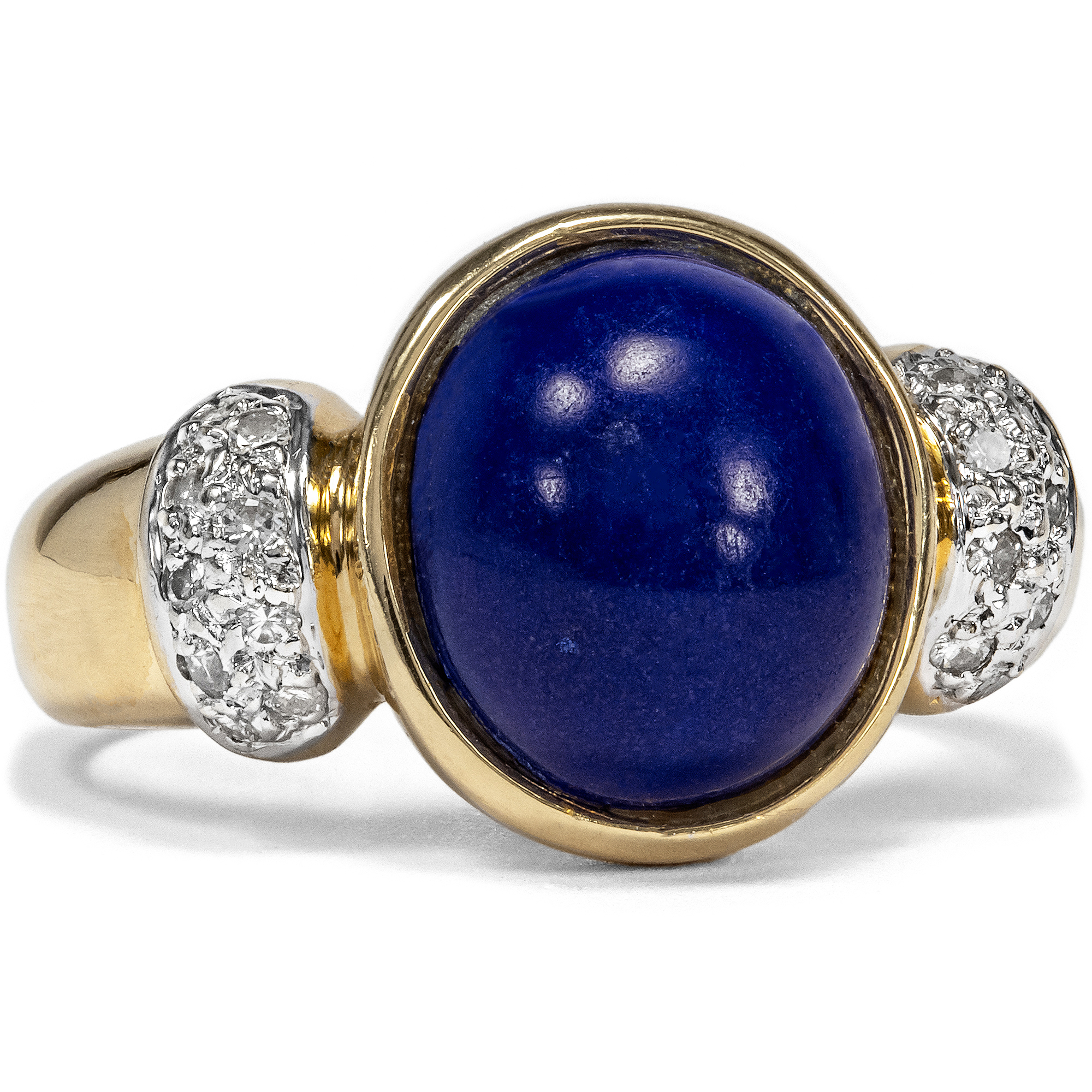 Vintage Gold Ring with Lapis Lazuli & Diamonds, c. 1990