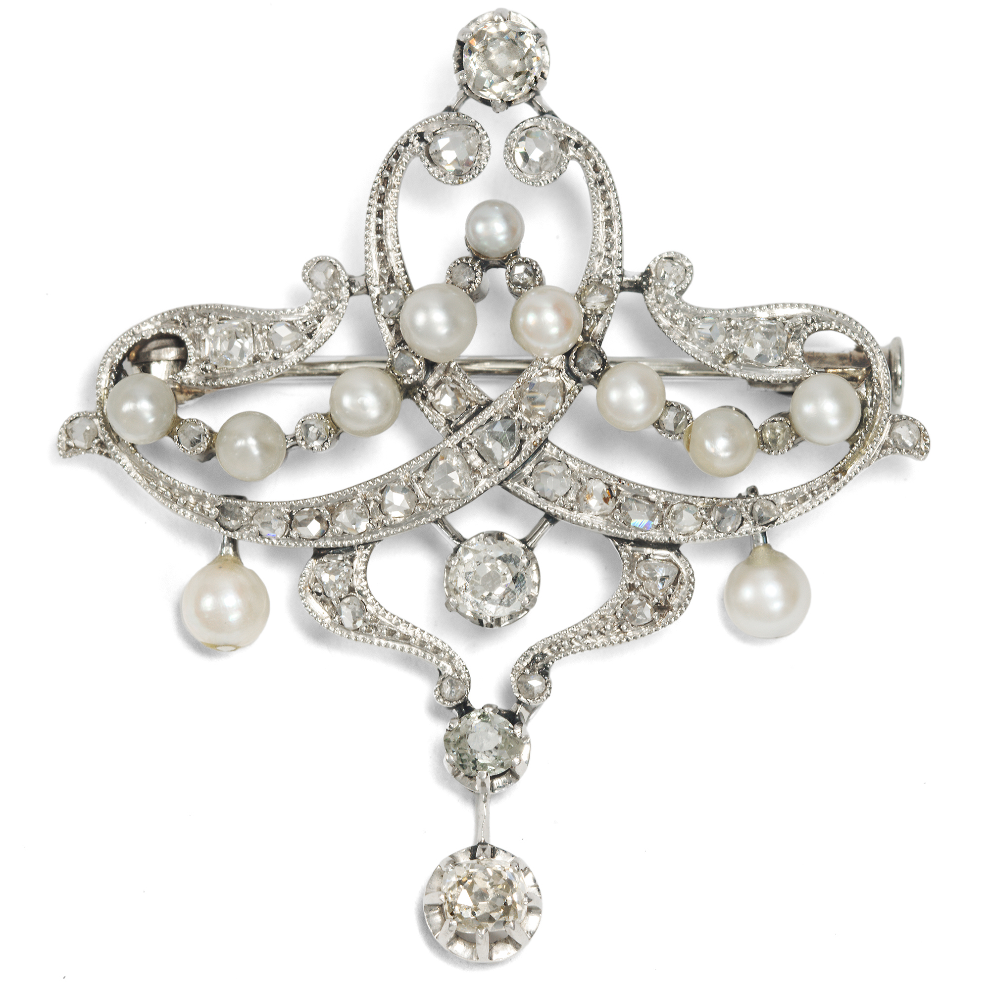 Antique Diamond and Pearl Belle Époque Brooch, c. 1905