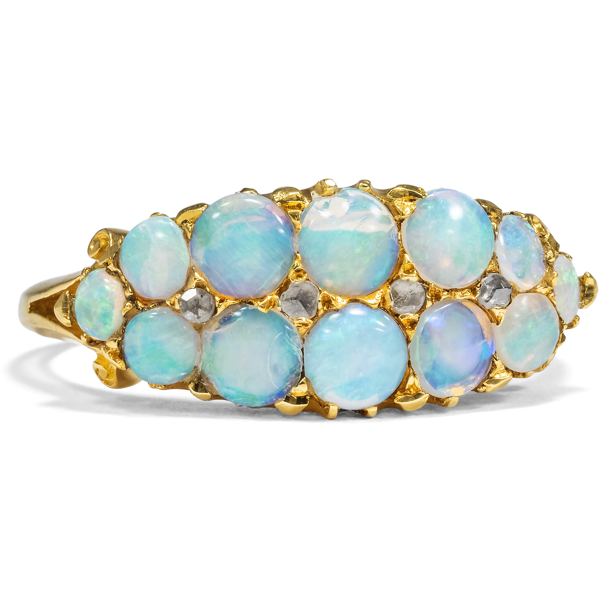 Antique Opal and Diamond Boat Ring, Britain, c. 1900