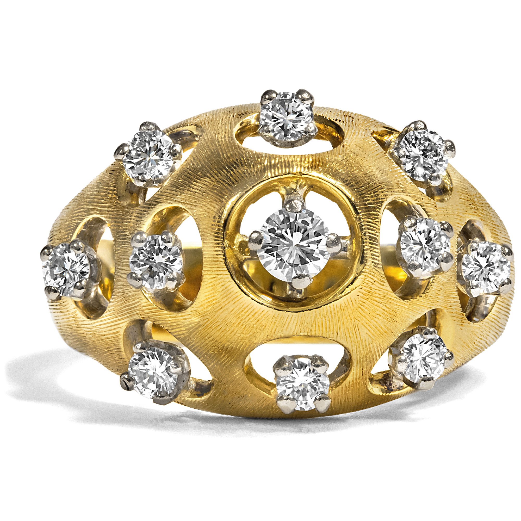 Expressive Gold Ring with Flawless Diamonds, c. 1965