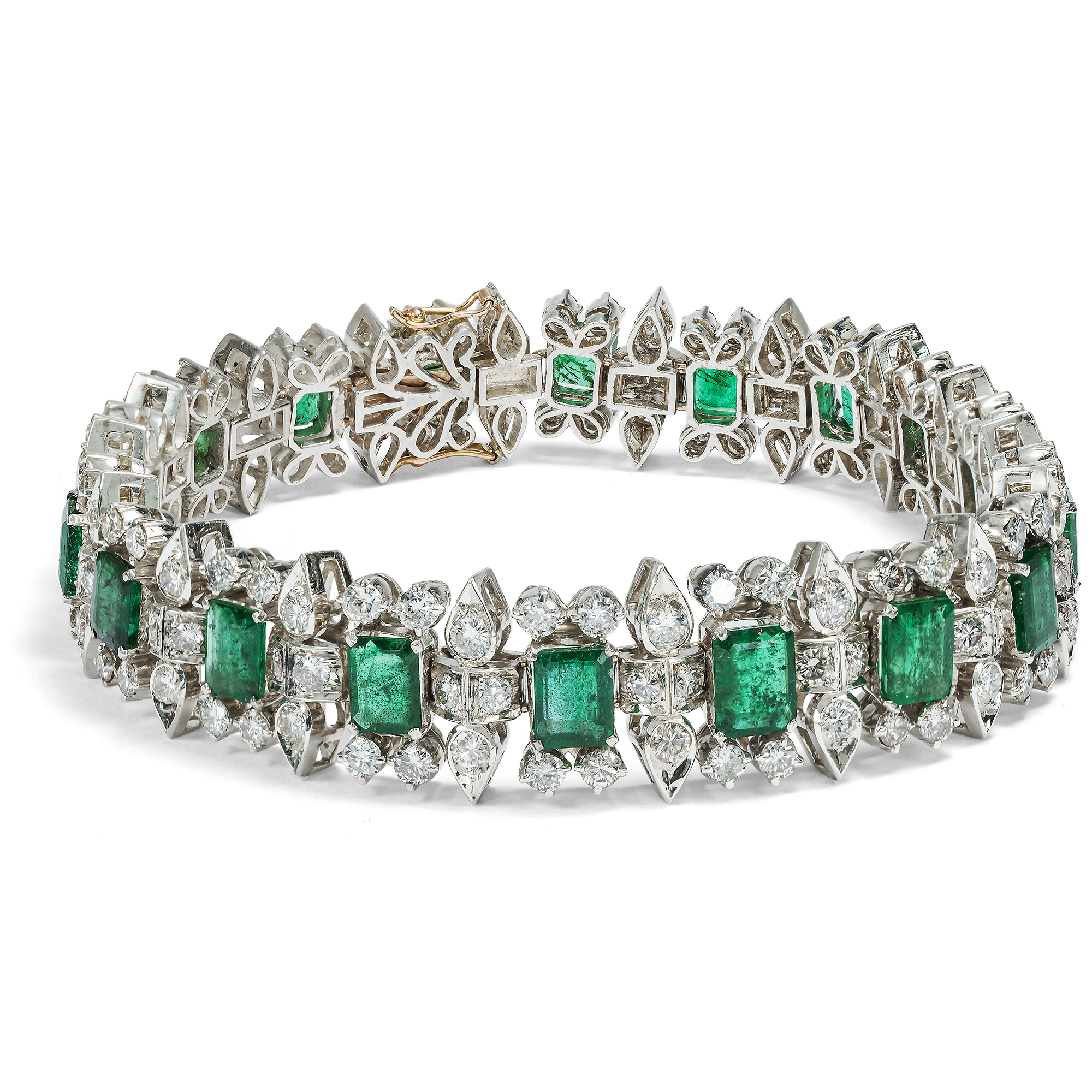 Glamouröses vintage Armband mit Smaragd & 6,48 ct Diamanten, um 1965