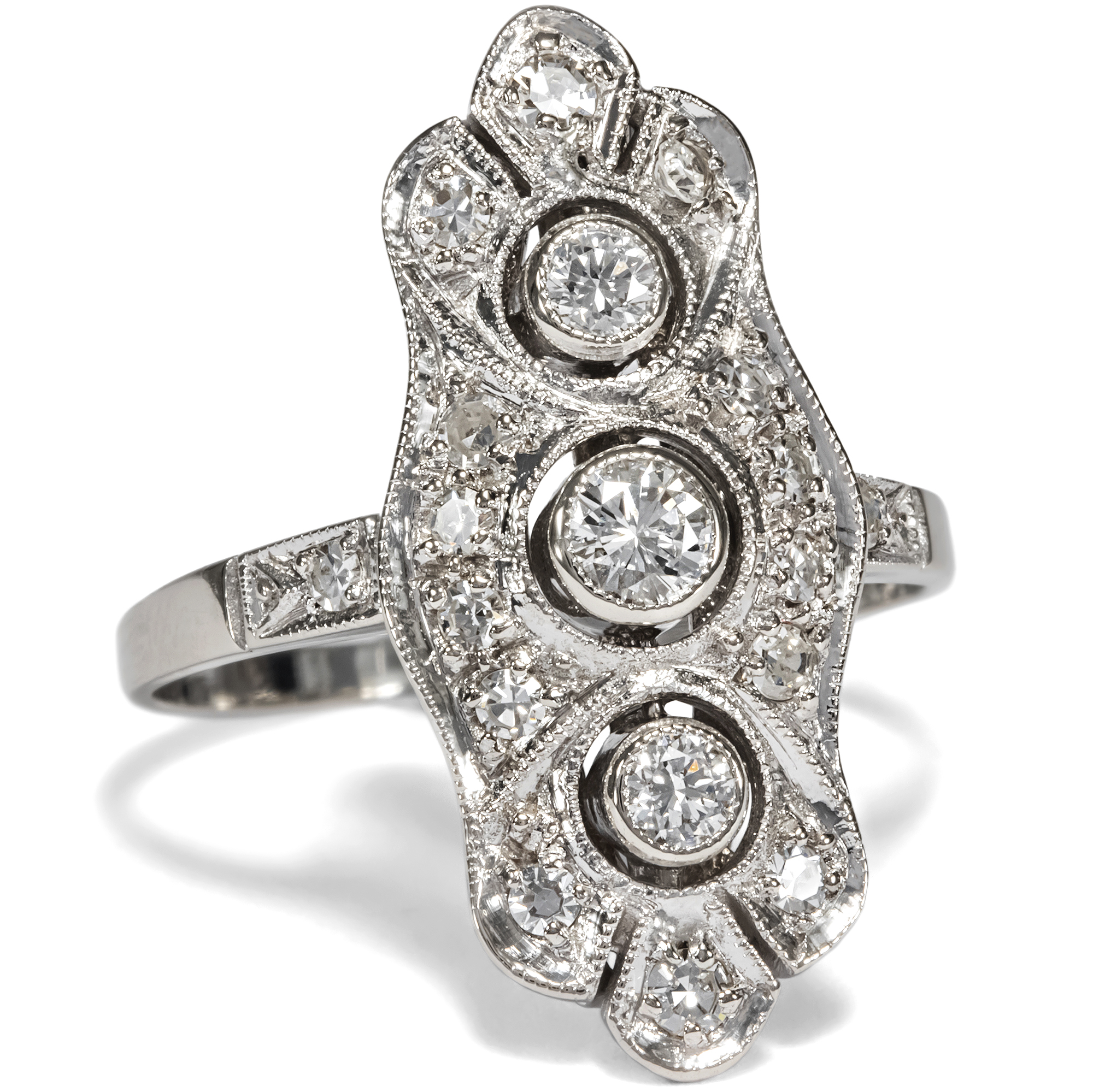 Elegant Art Deco Style Ring with Diamonds in White Gold, c. 2010