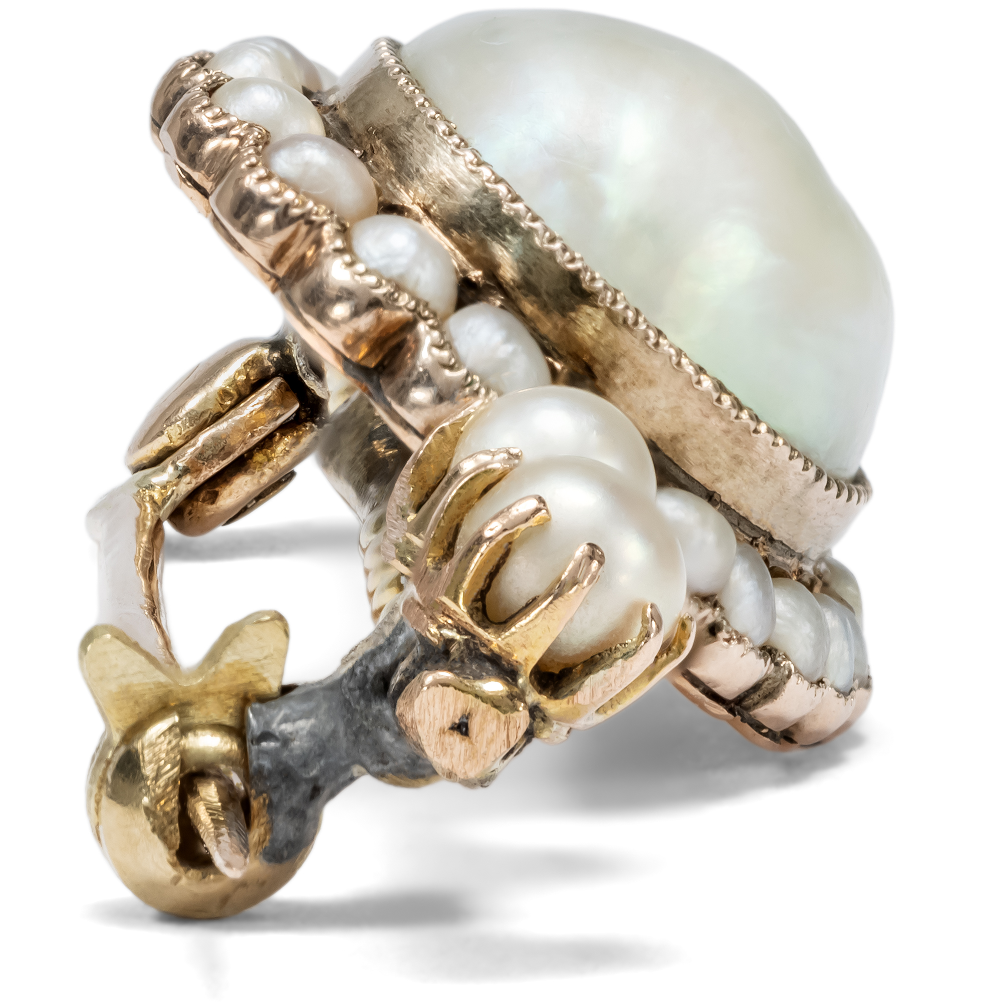 Antique Gold Bar Brooch with Pearls, c. 1910 Antique Gold Bar Brooch with Pearls, c. 1910