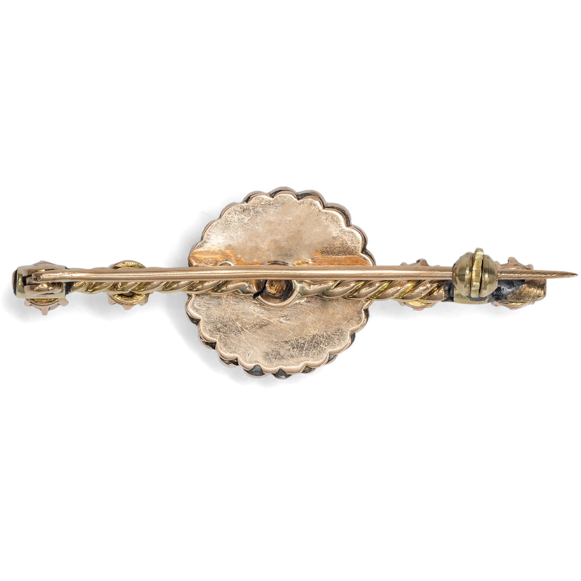 Antique Gold Bar Brooch with Pearls, c. 1910 Antique Gold Bar Brooch with Pearls, c. 1910