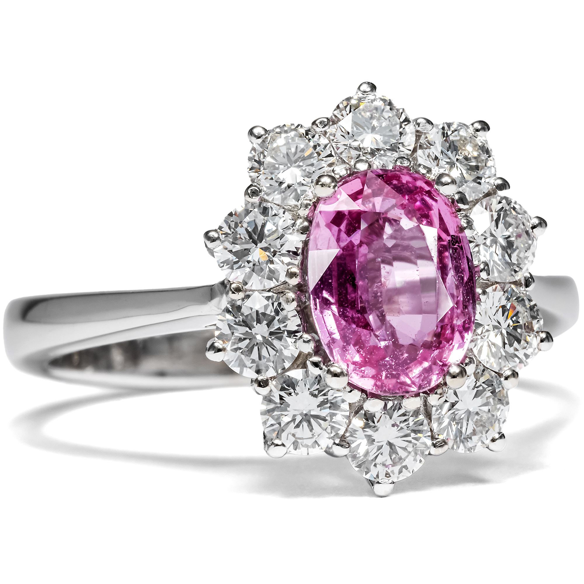 Unworn Ring With Pink Sapphire & Diamonds in White Gold, Berlin 2023