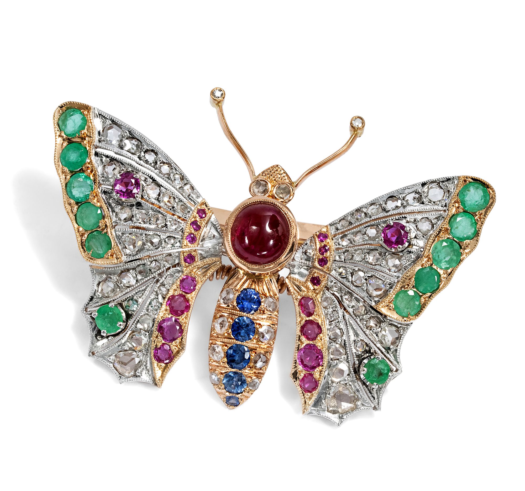 Cheerful Vintage Butterfly "en Tremblant" as a Brooch, Circa 1995