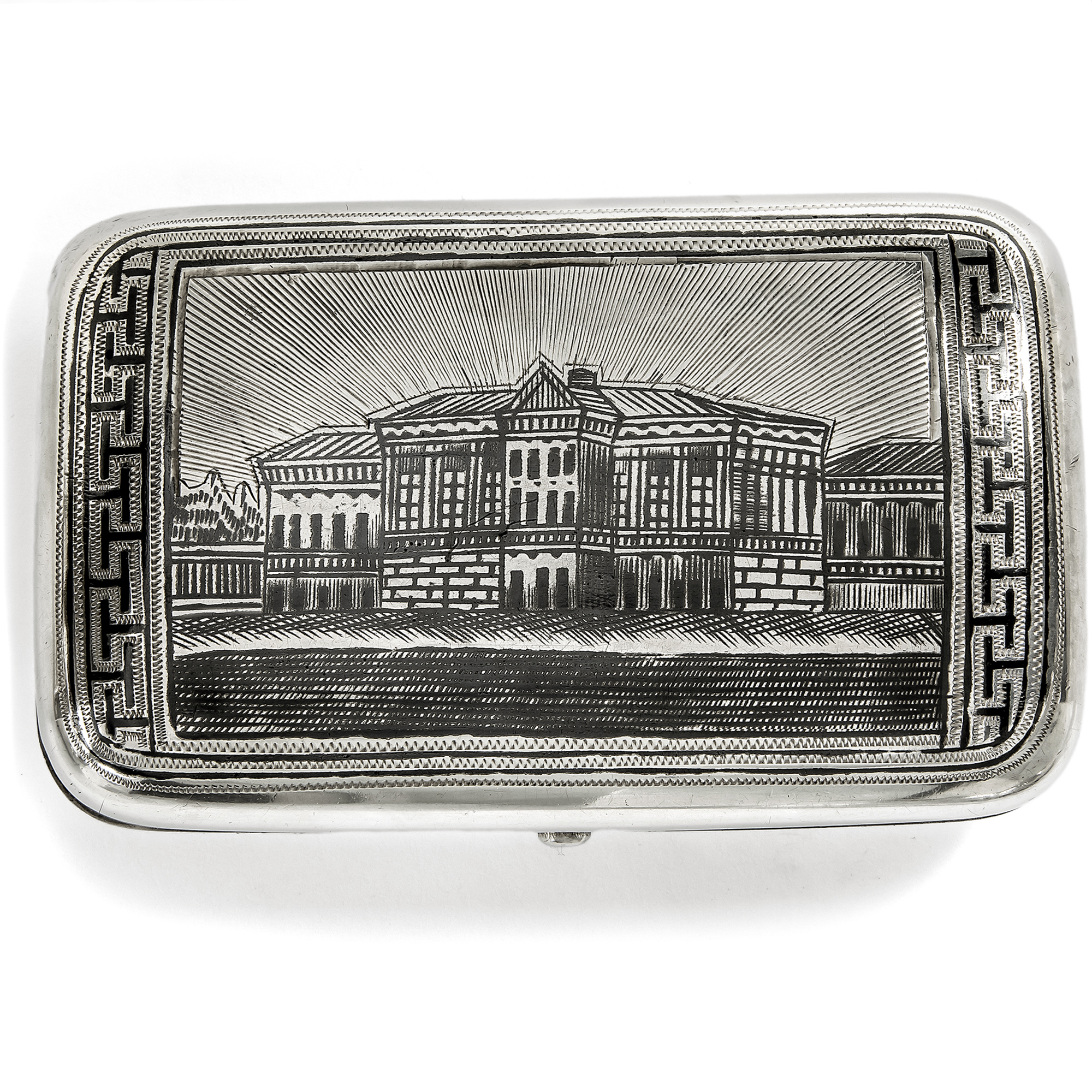 Antique Cigarette Case Made of Silver & Niello, Moscow, Dated 1886