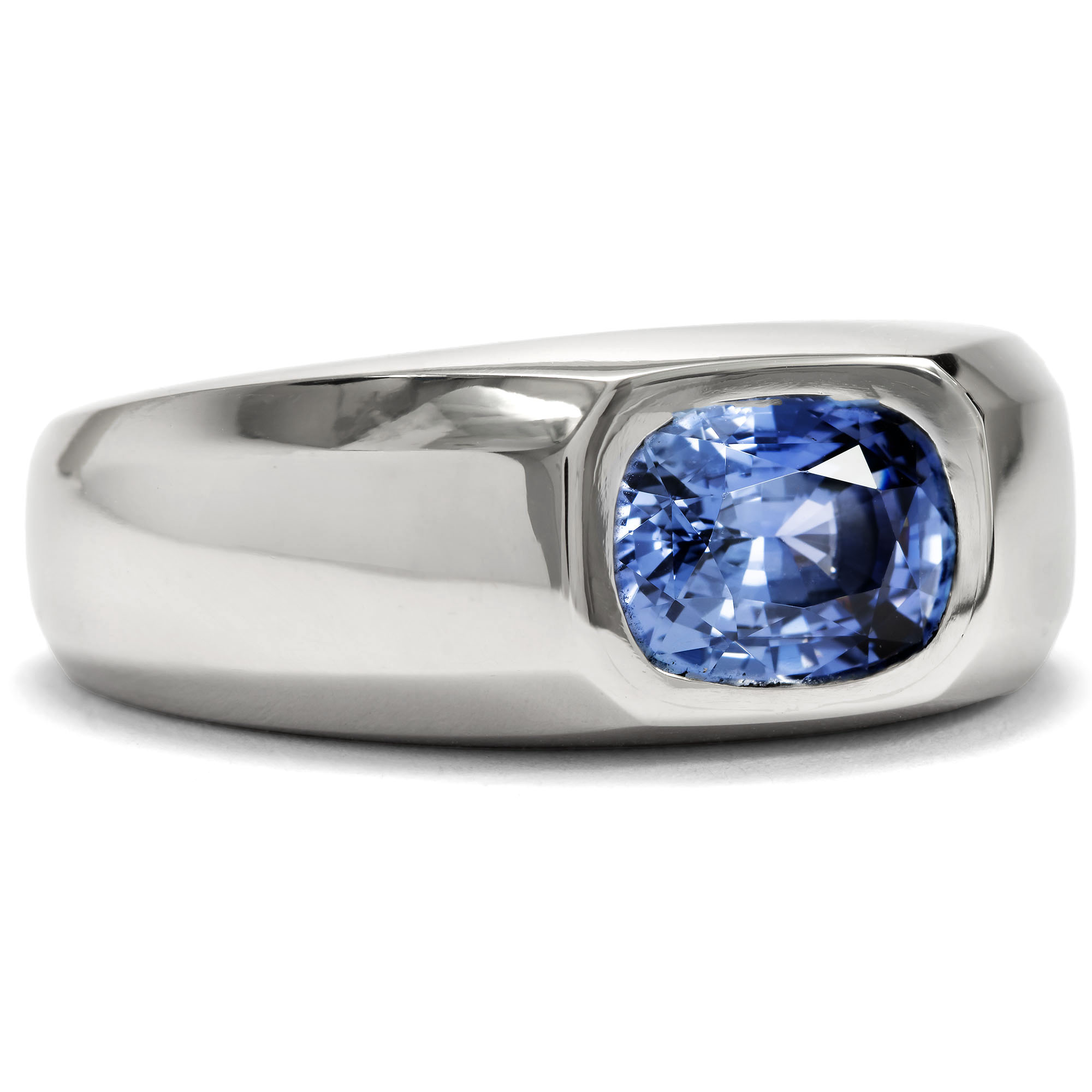 Vintage Platinum Men's Ring with Blue Sapphire, Germany c. 2016