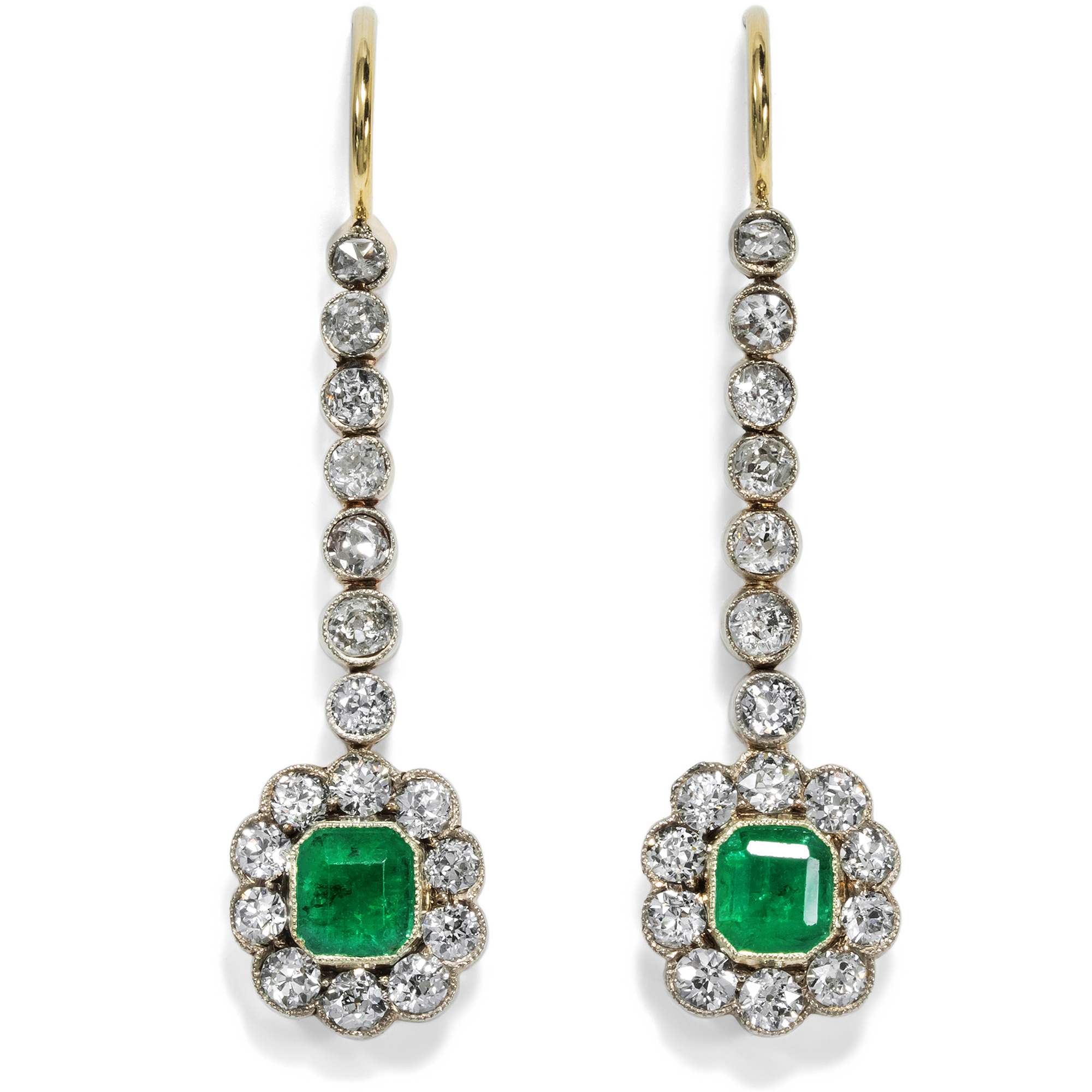 Elegant Diamond & Emerald Earrings Made of Antique Elements, Berlin 2024