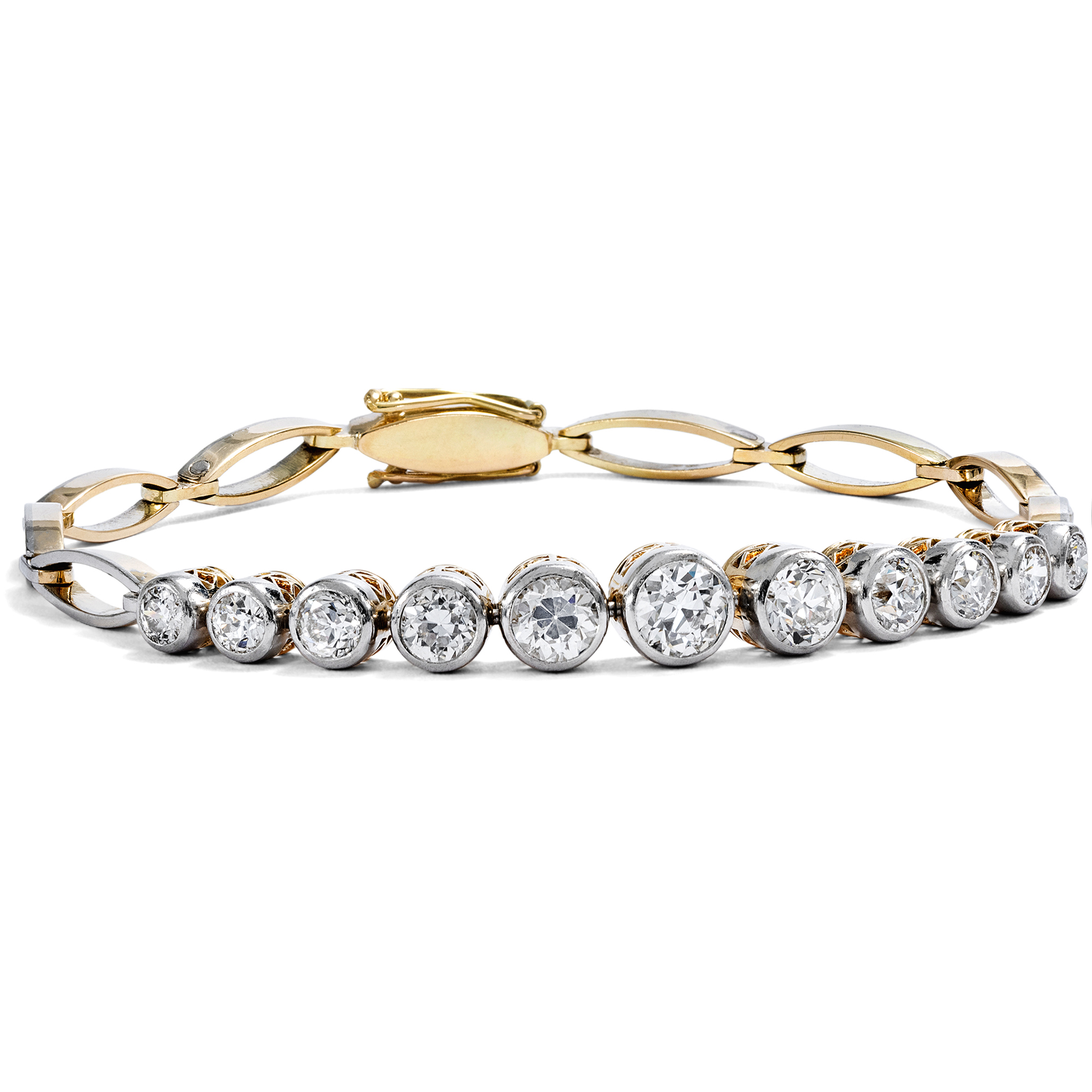 Elegant Bracelet with Old European Cut Diamonds in Gold & Platinum, c. 1910