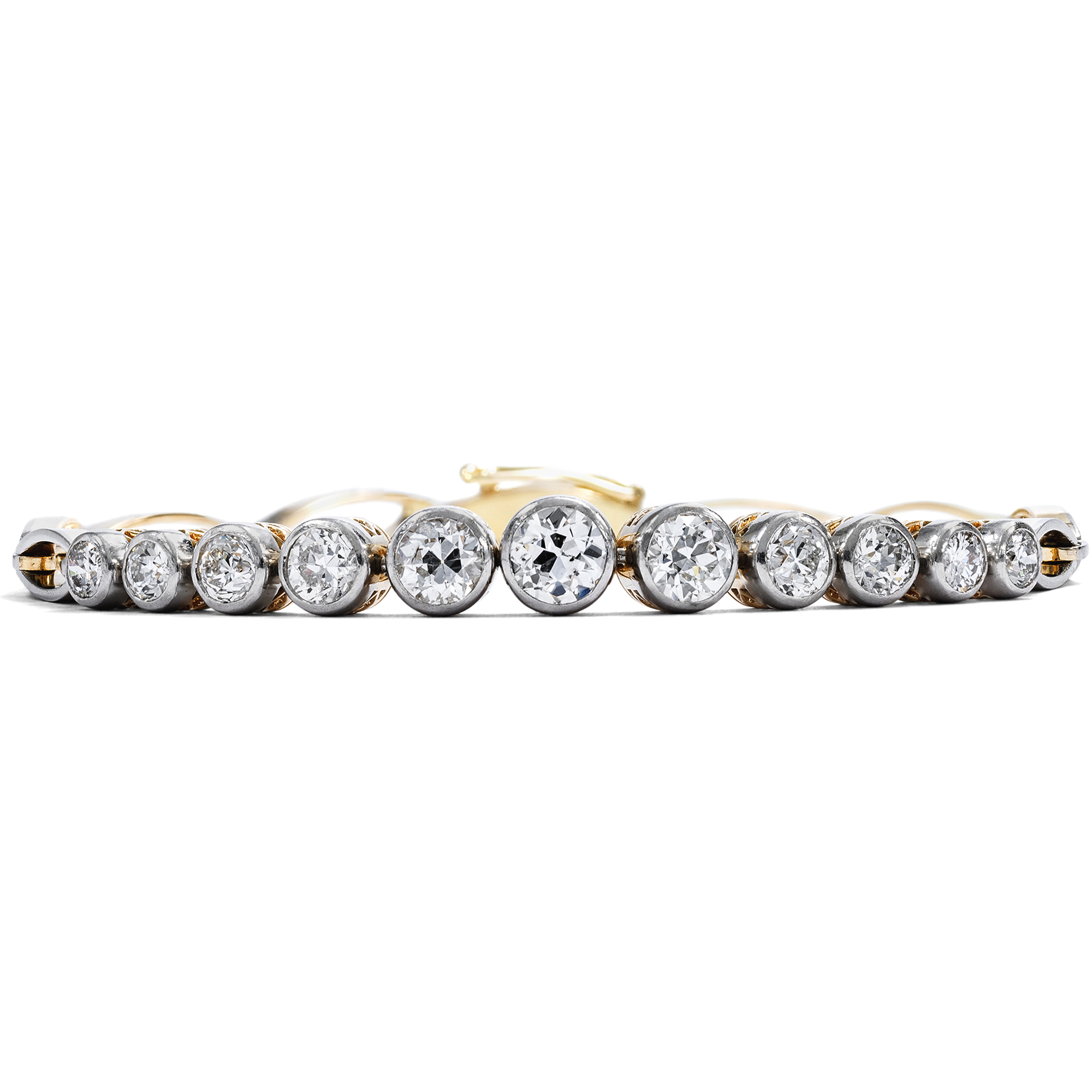 Elegant Bracelet with Old European Cut Diamonds in Gold & Platinum, c. 1910