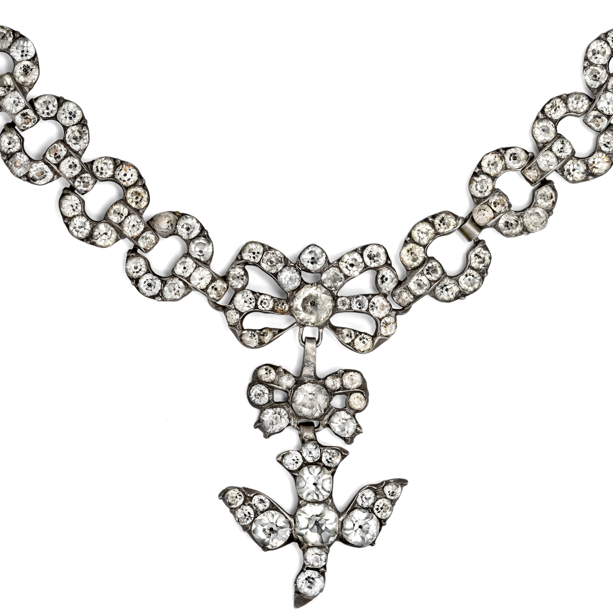 Antikes „Collier Yvetot“ aus Strass in Silber, Frankreich, spätes 19. Jh. Antikes „Collier Yvetot“ aus Strass in Silber, Frankreich, spätes 19. Jh.