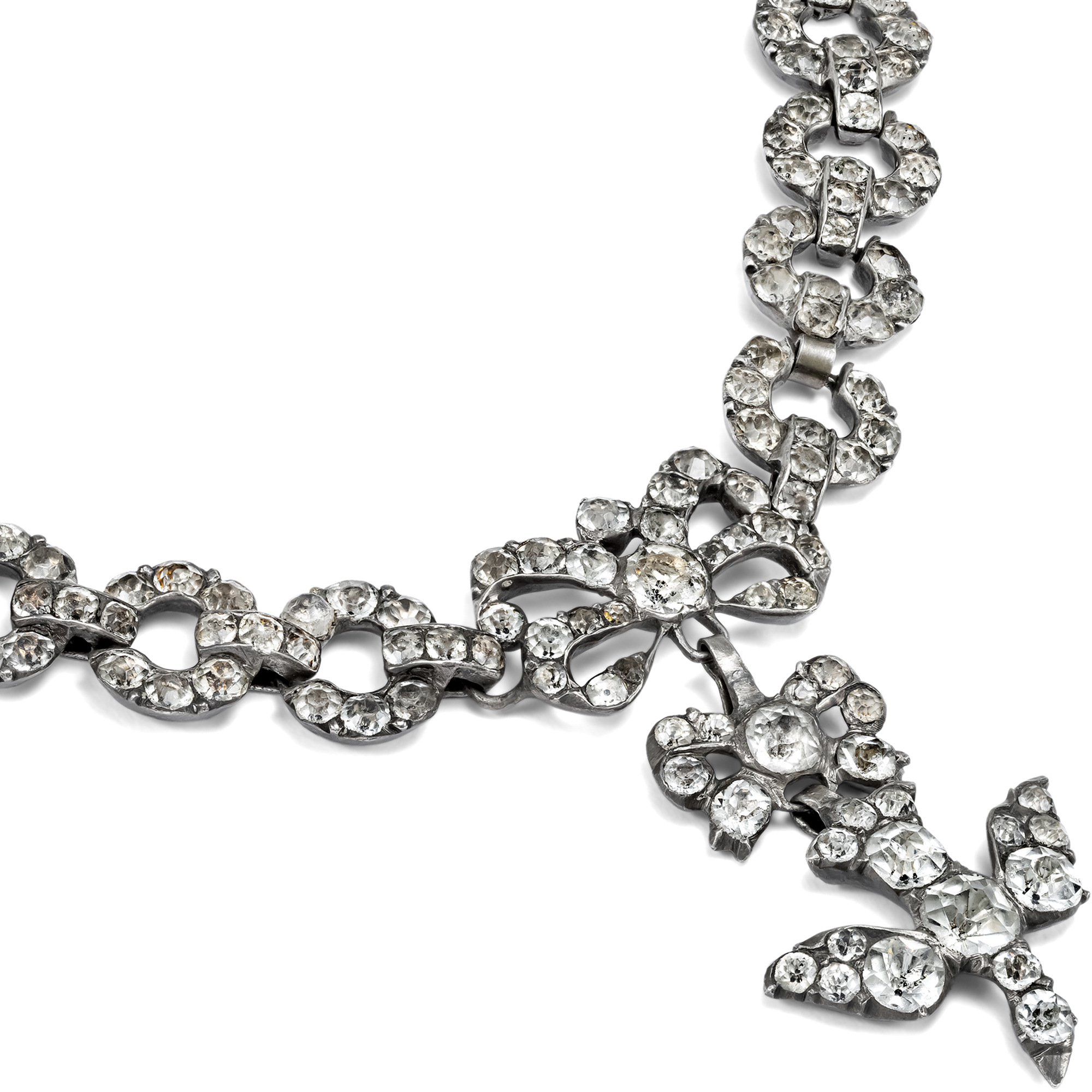 Antikes „Collier Yvetot“ aus Strass in Silber, Frankreich, spätes 19. Jh. Antikes „Collier Yvetot“ aus Strass in Silber, Frankreich, spätes 19. Jh.