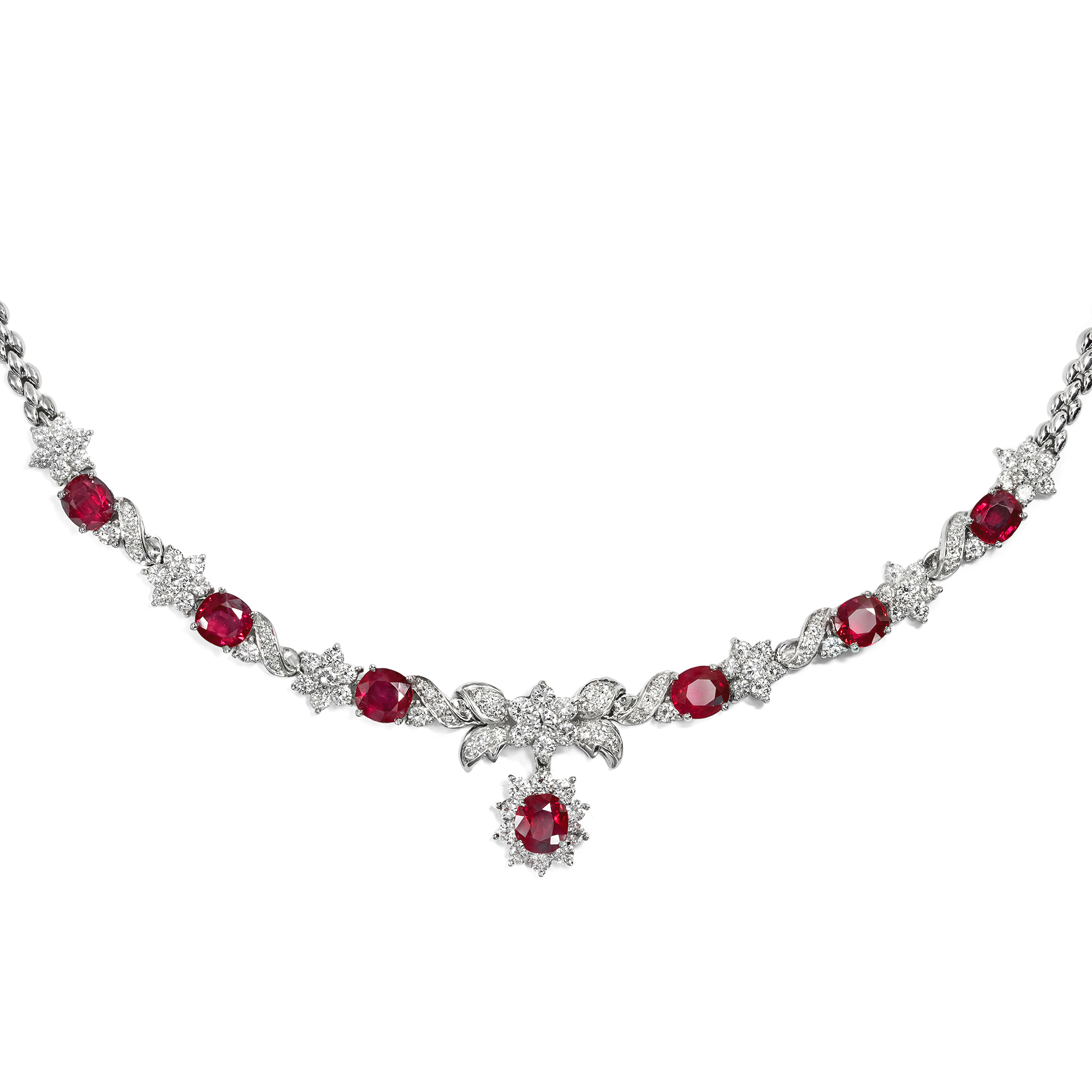 Delicate Burmese Ruby and Diamond Necklace, Chow Tai Fook, Hong Kong, c. 2010