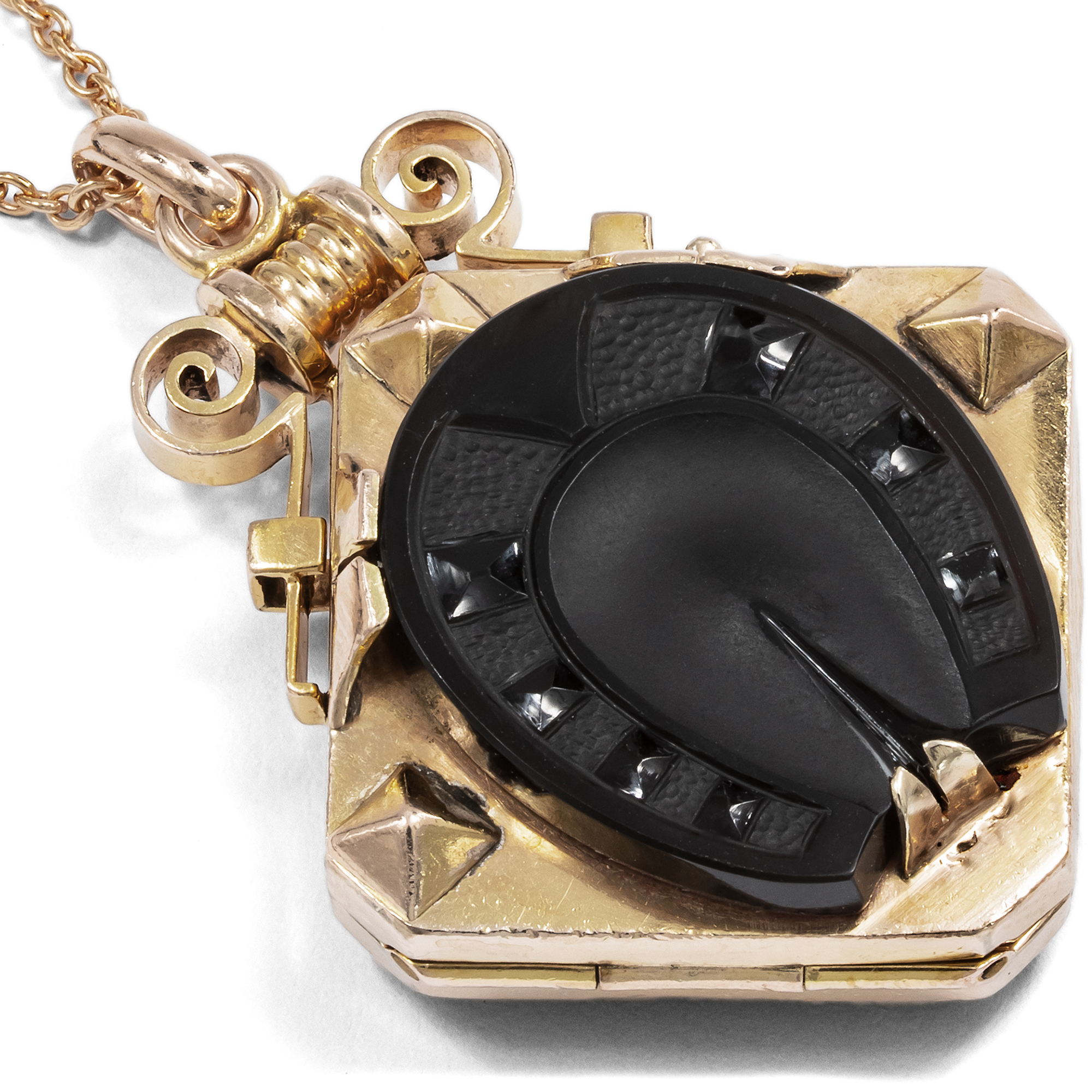 Sentimentaler Medaillon-Anhänger aus Onyx & Gold, um 1880