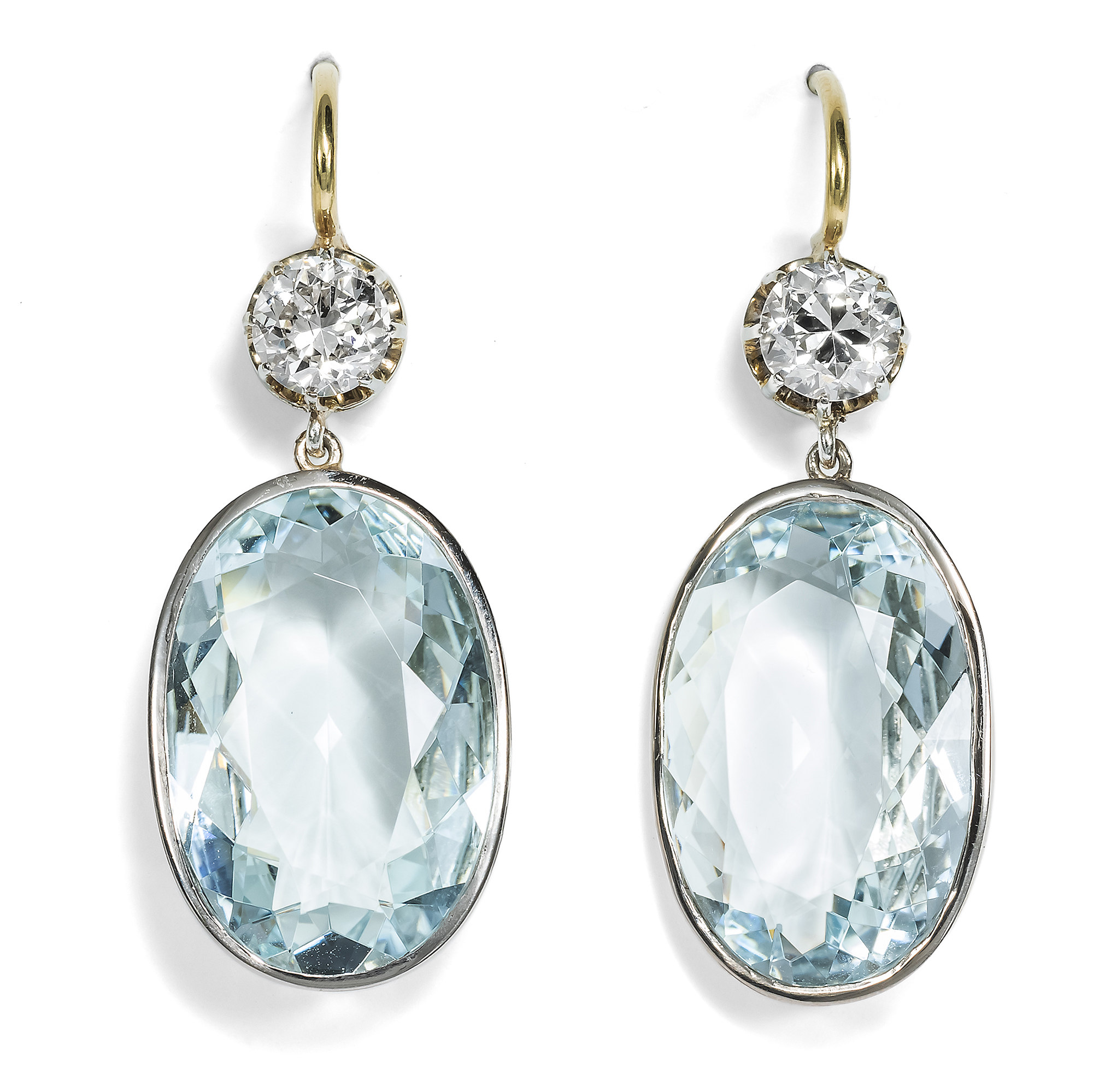 Earrings From Ancient Elements With Diamonds & Aquamarines From Our Workshop