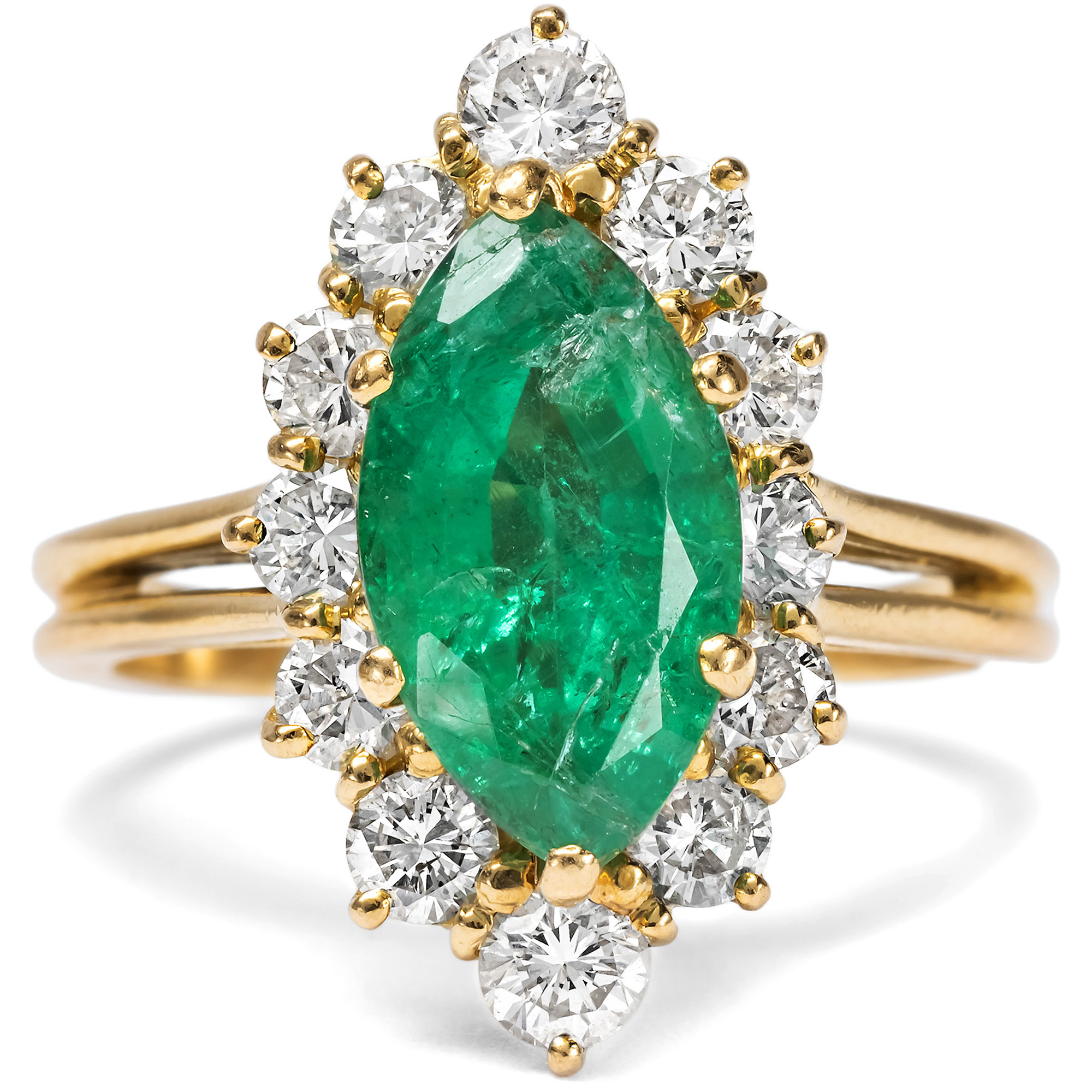 Vintage Emerald and Diamond Cluster Ring, c. 1980s