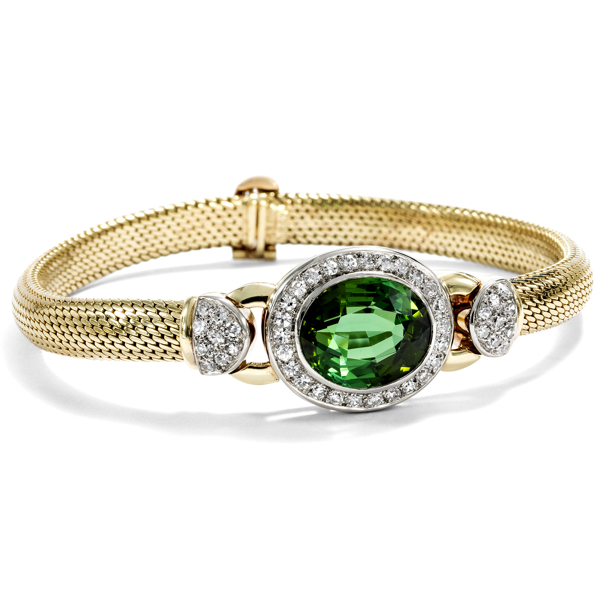 Luxurious Green Tourmaline and Diamond Retro Style Bracelet, c. 1935