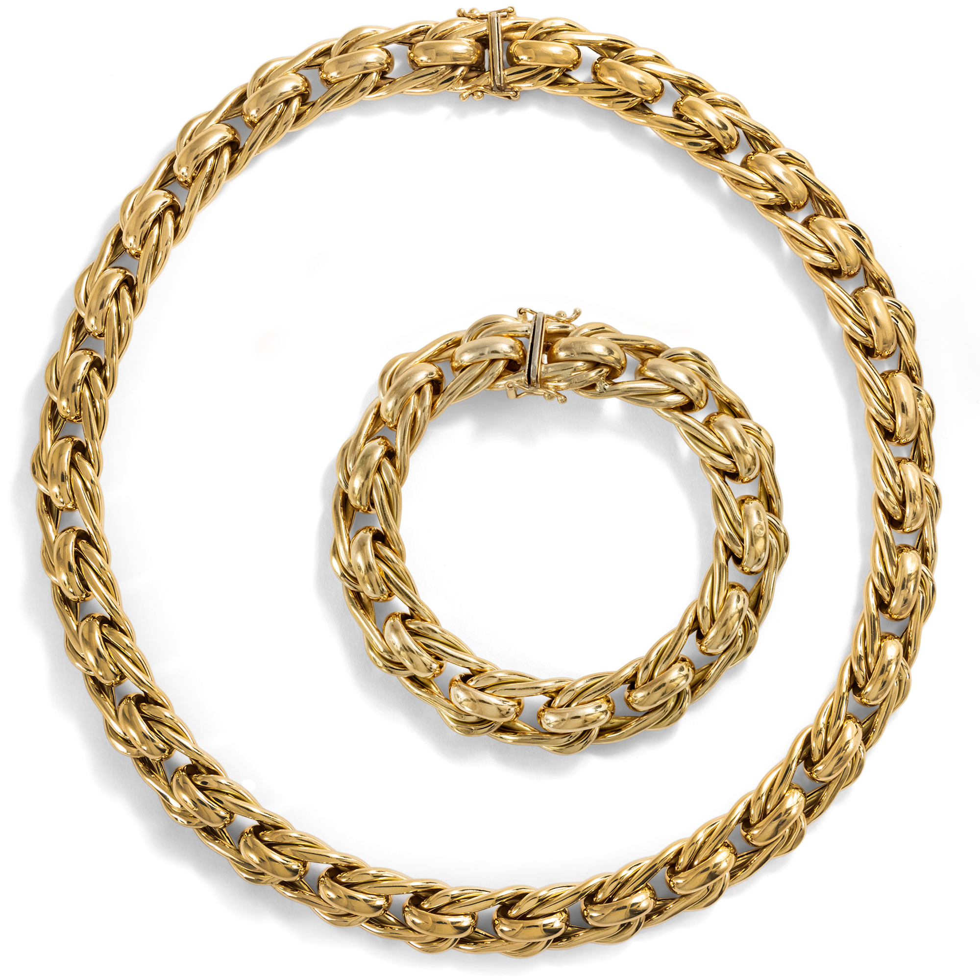 Vintage Gold Necklace with Matching Bracelet, Italy c. 1985