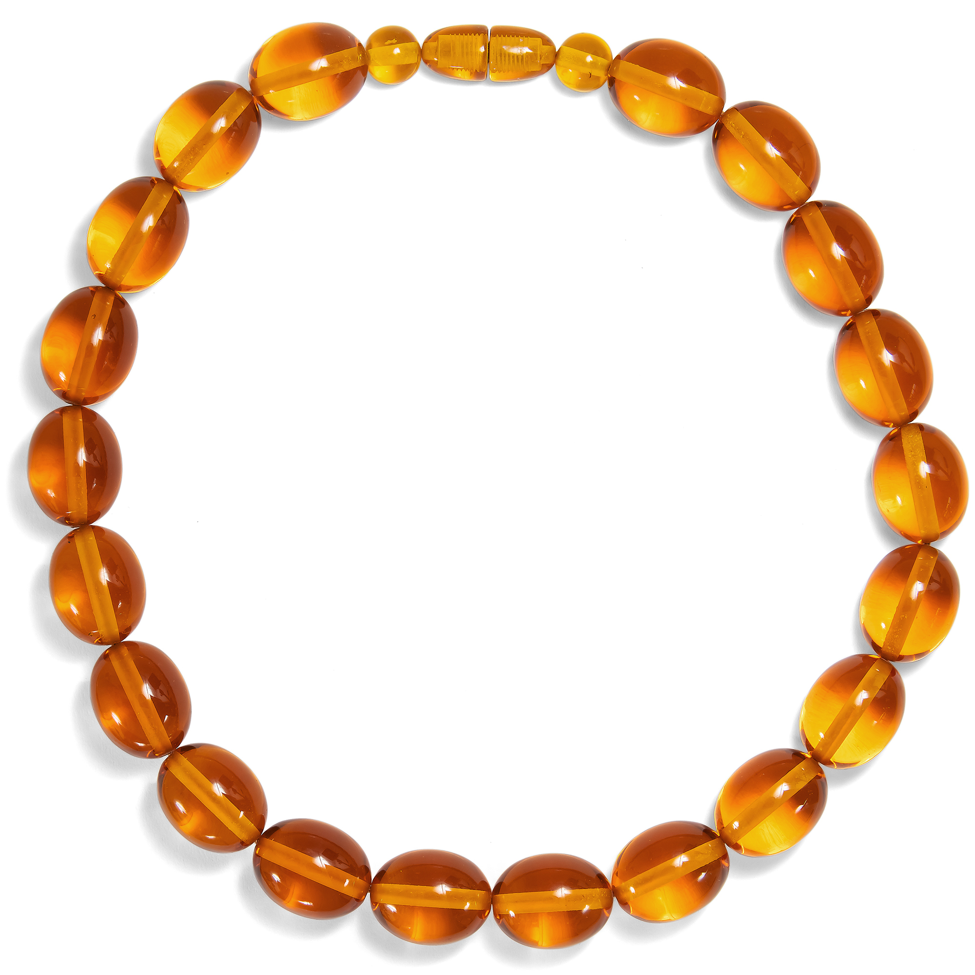 Unusual Necklace Made From Olive-Shaped Amber, Circa 1970