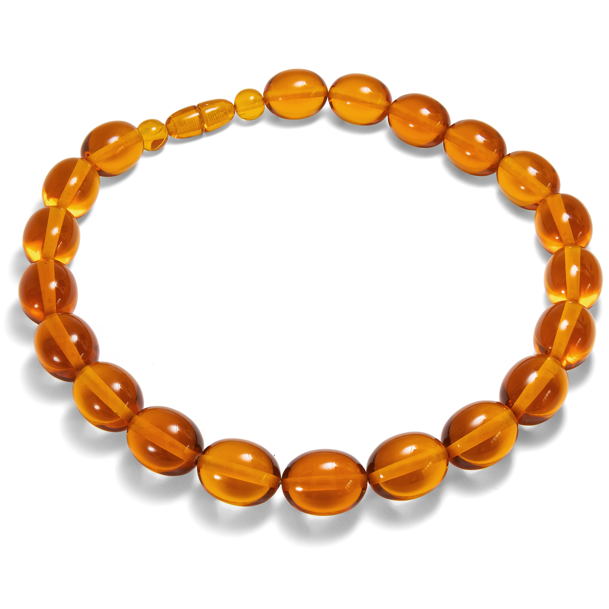 Unusual Necklace Made From Olive-Shaped Amber, Circa 1970