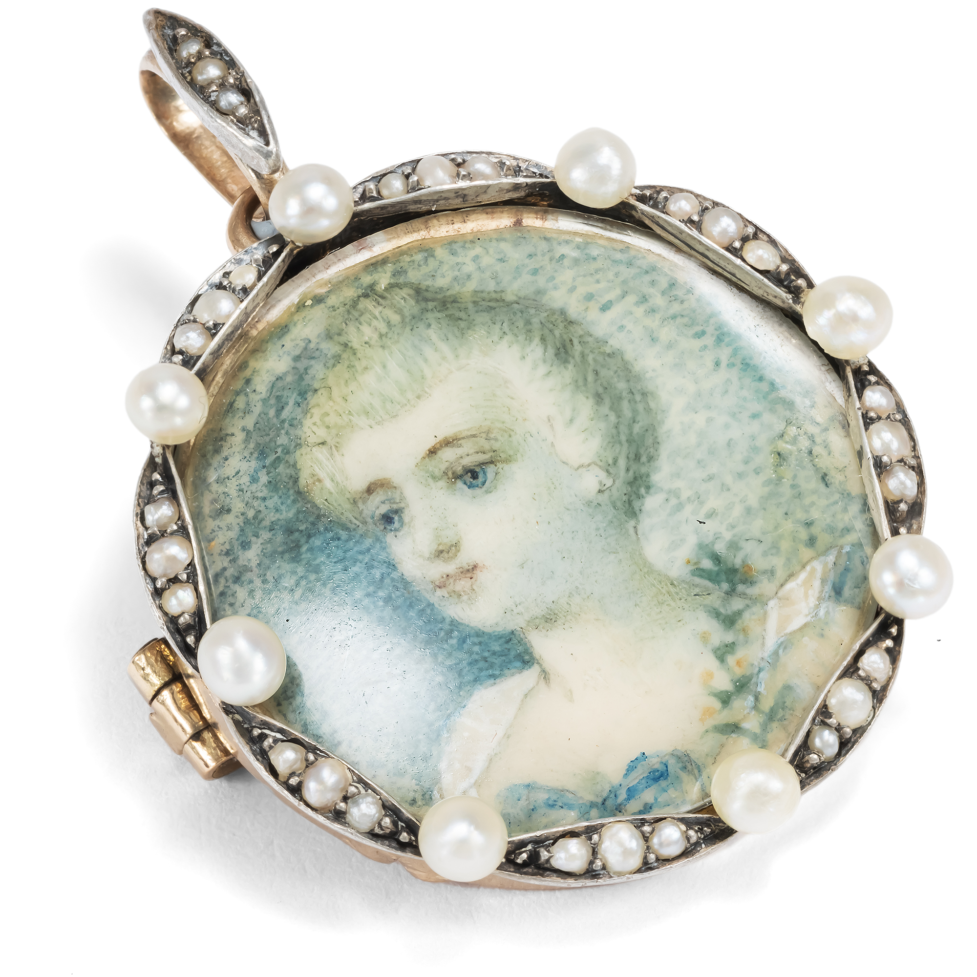 Elegant Locket with Miniature Painting, c. 1890