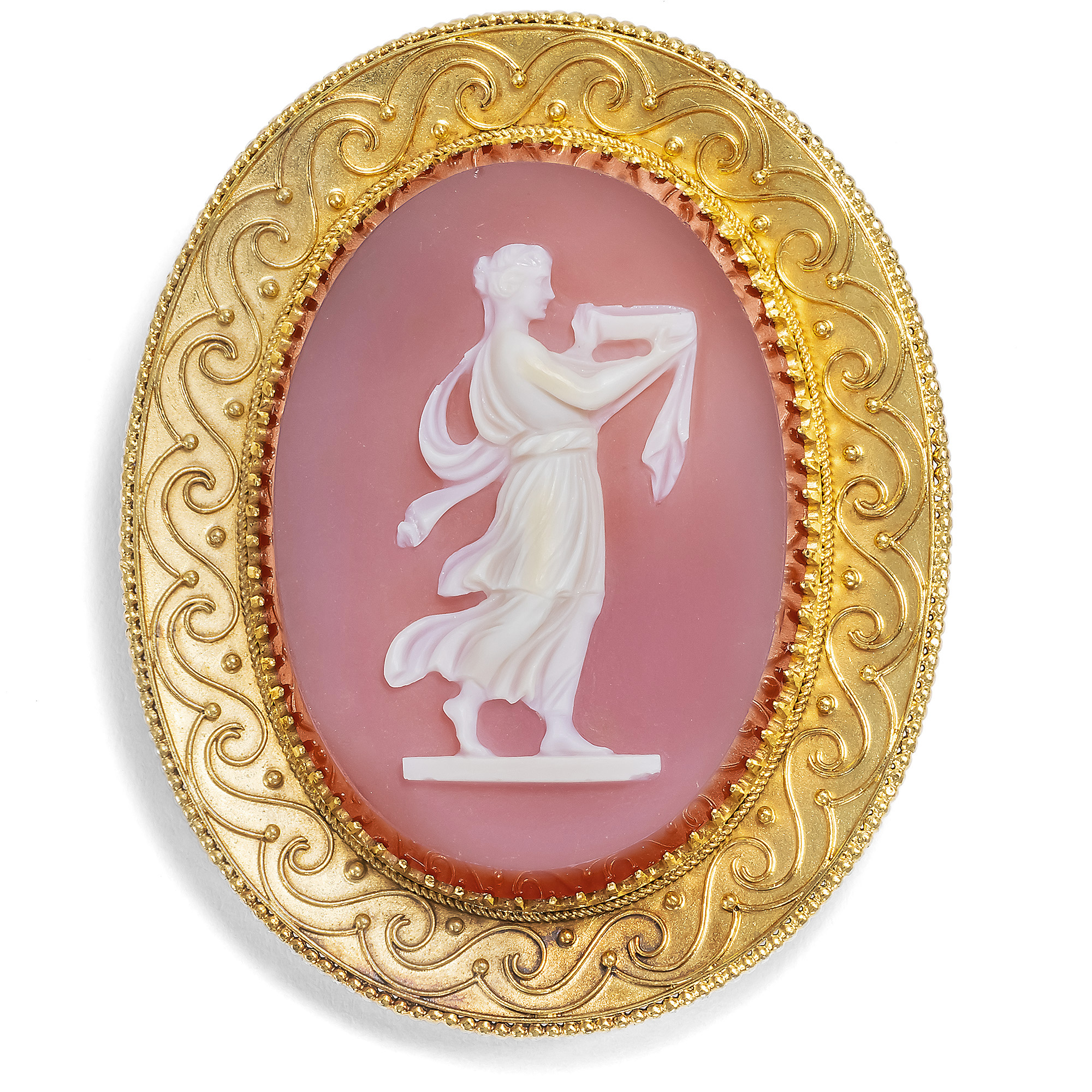 Antique Hardstone Cameo of Hebe Mounted as a Locket Brooch, c. 1880