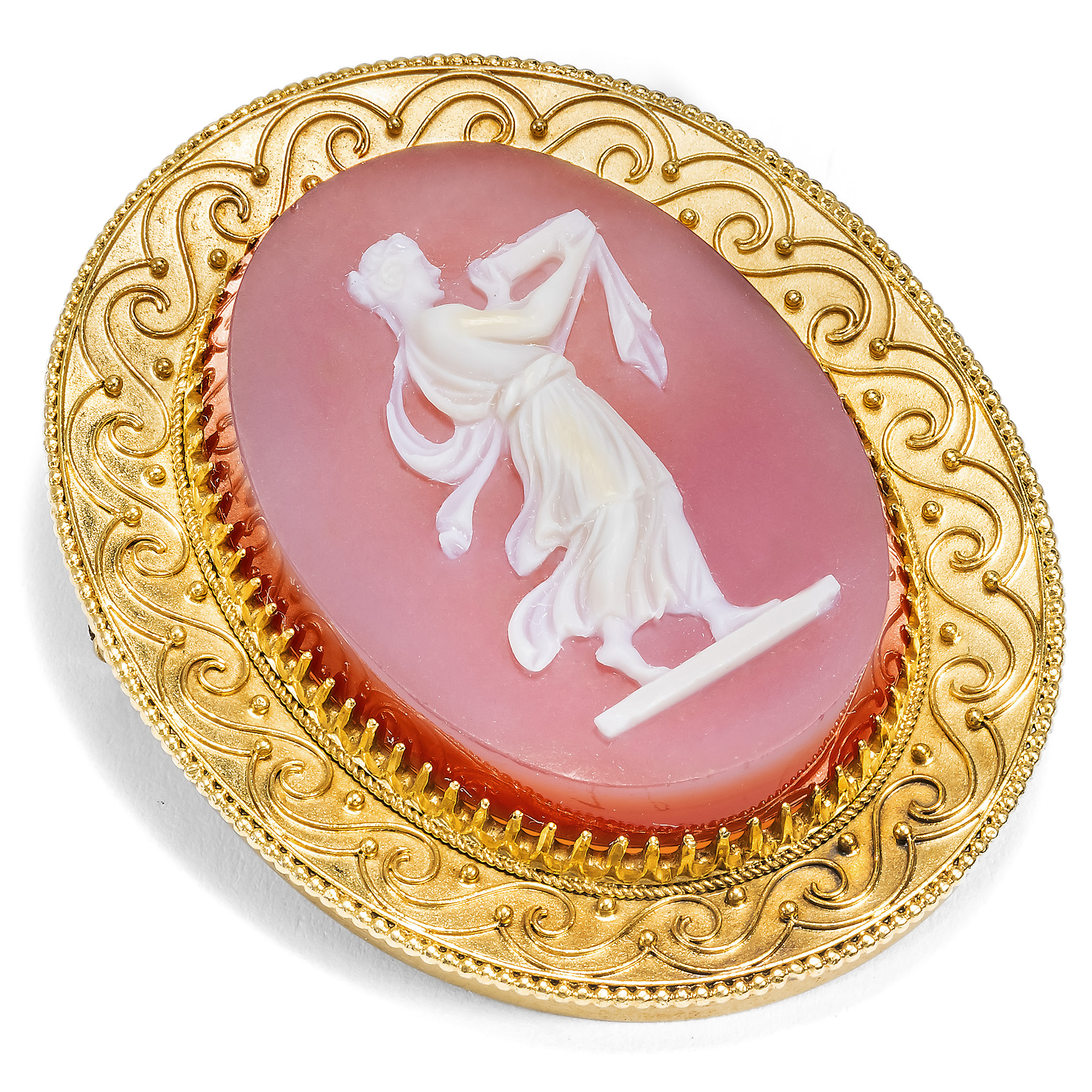 Antique Hardstone Cameo of Hebe Mounted as a Locket Brooch, c. 1880