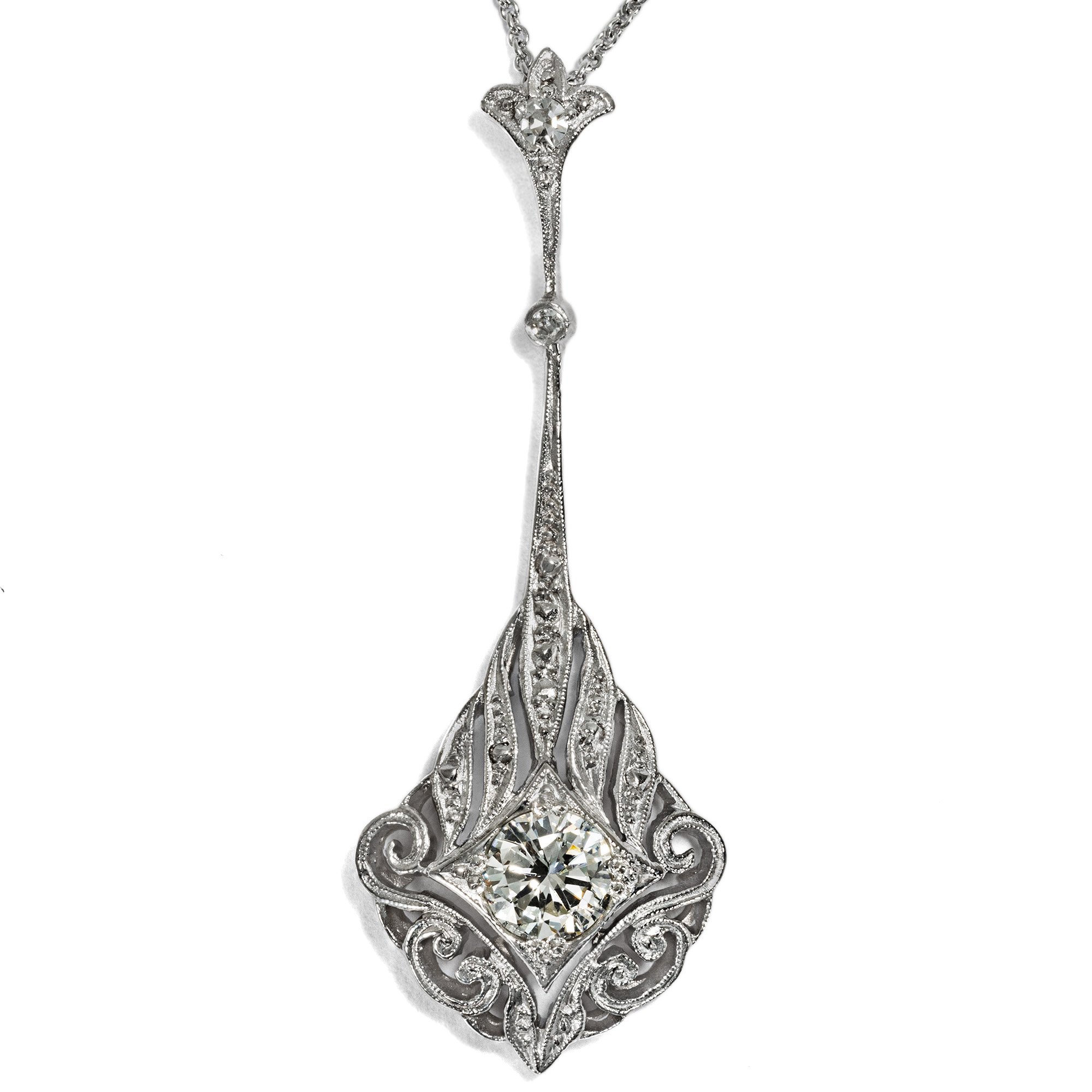 Elegant diamond pendant in Art Deco style from our workshop