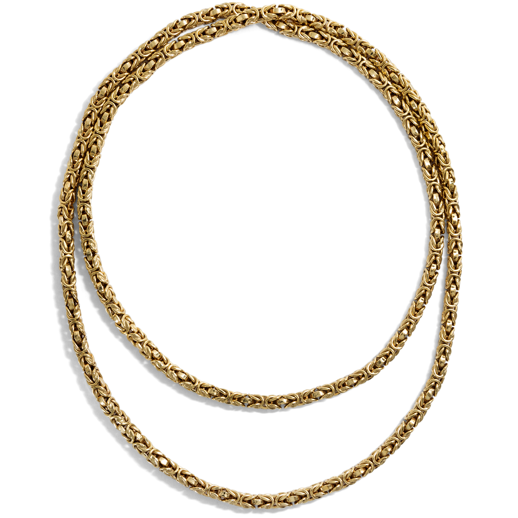 Long Vintage Byzantine Pattern Gold Chain, Italian, c. 1990