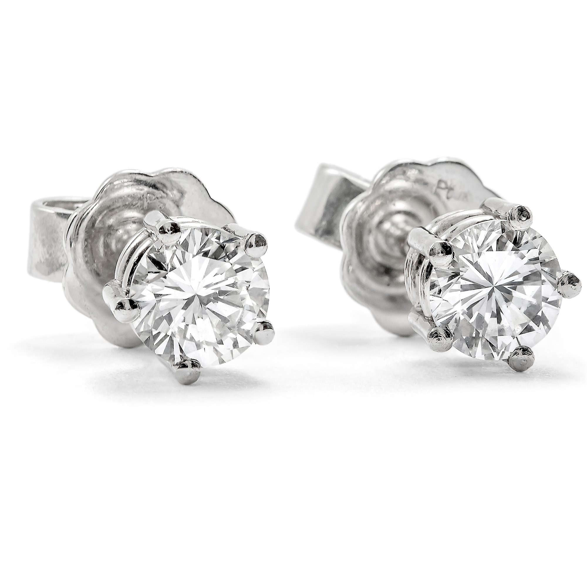 Classic Diamond Stud Earrings Set in Platinum From Our Workshop