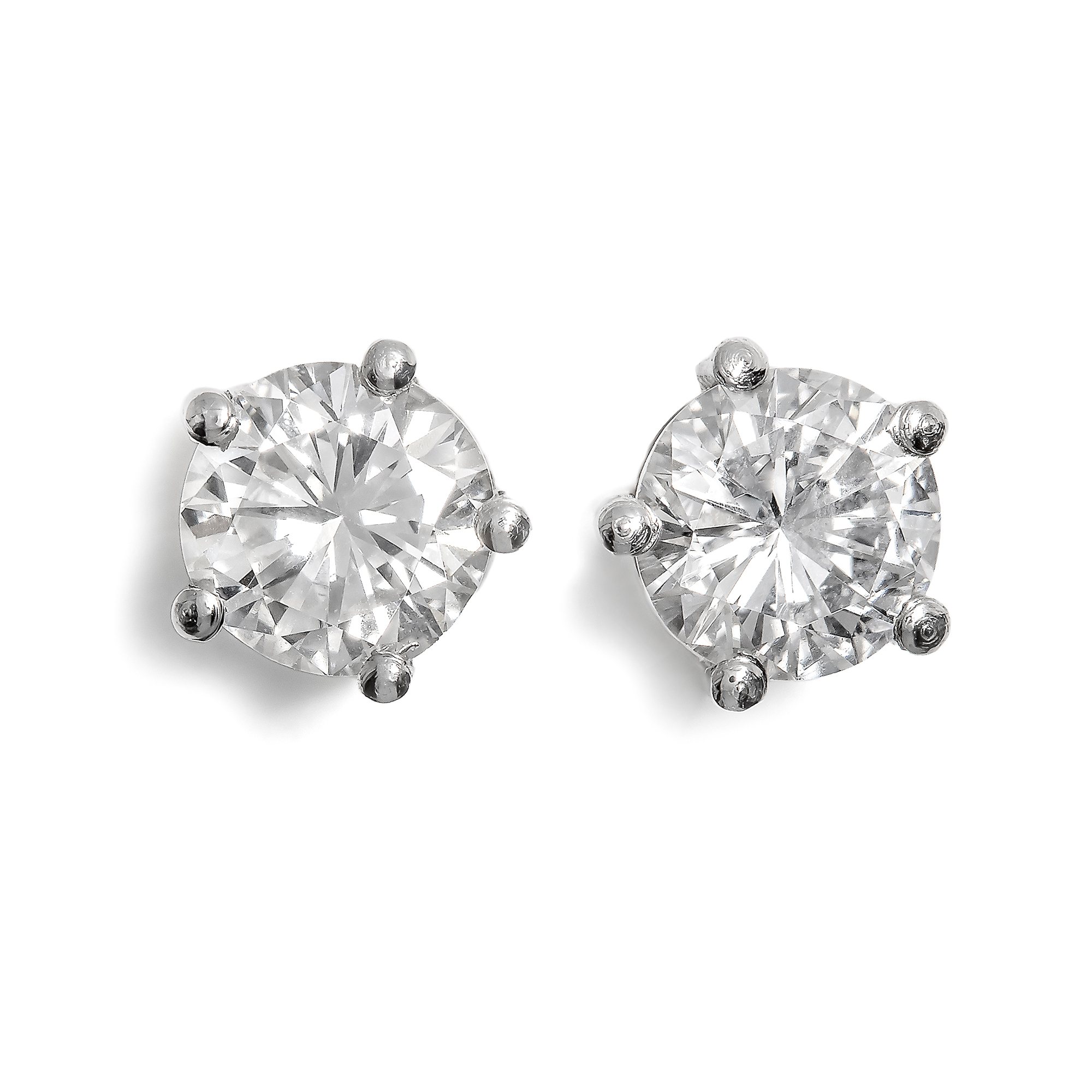 Classic Diamond Stud Earrings Set in Platinum From Our Workshop