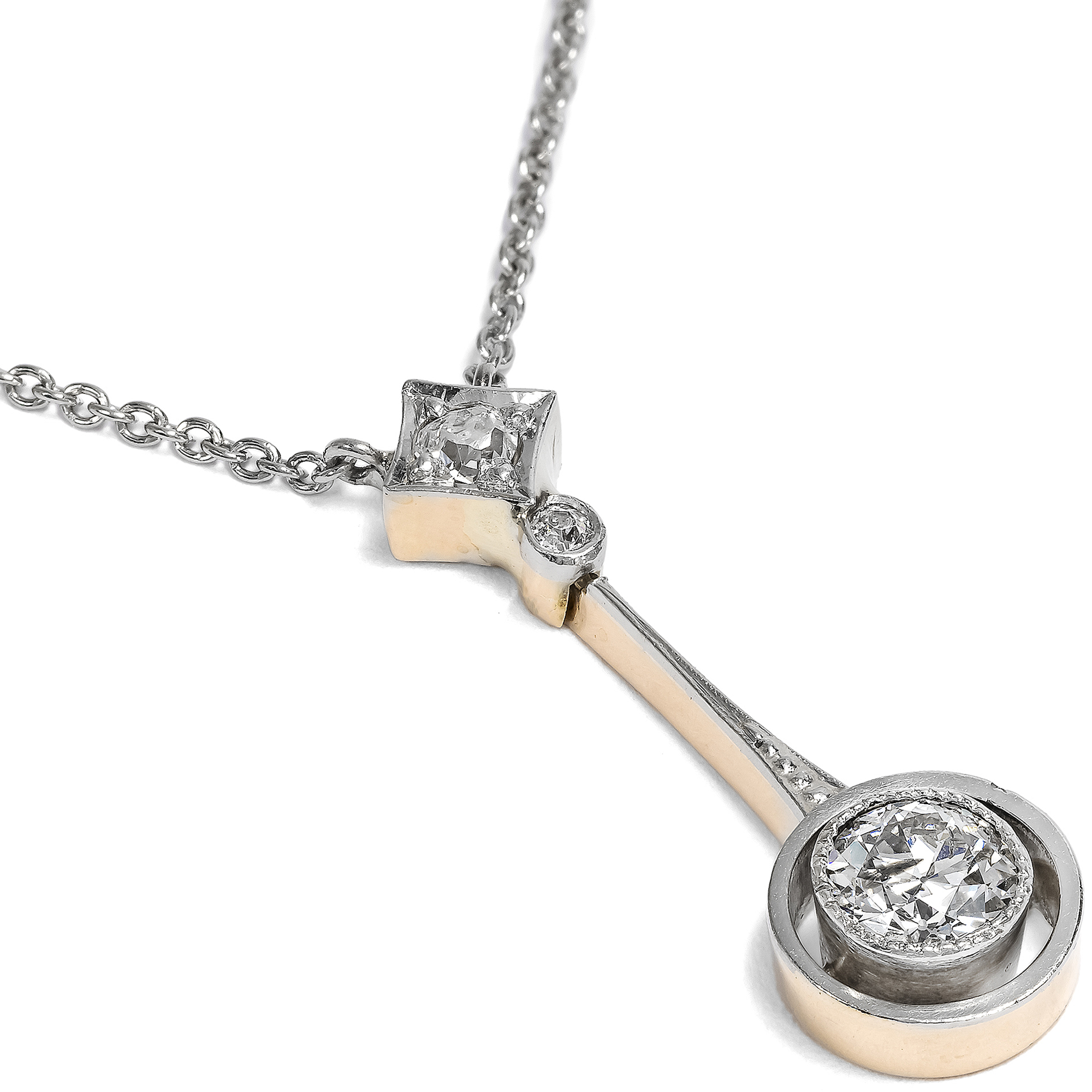 Zartes antikes Collier mit Diamanten in Platin & Gold, um 1910