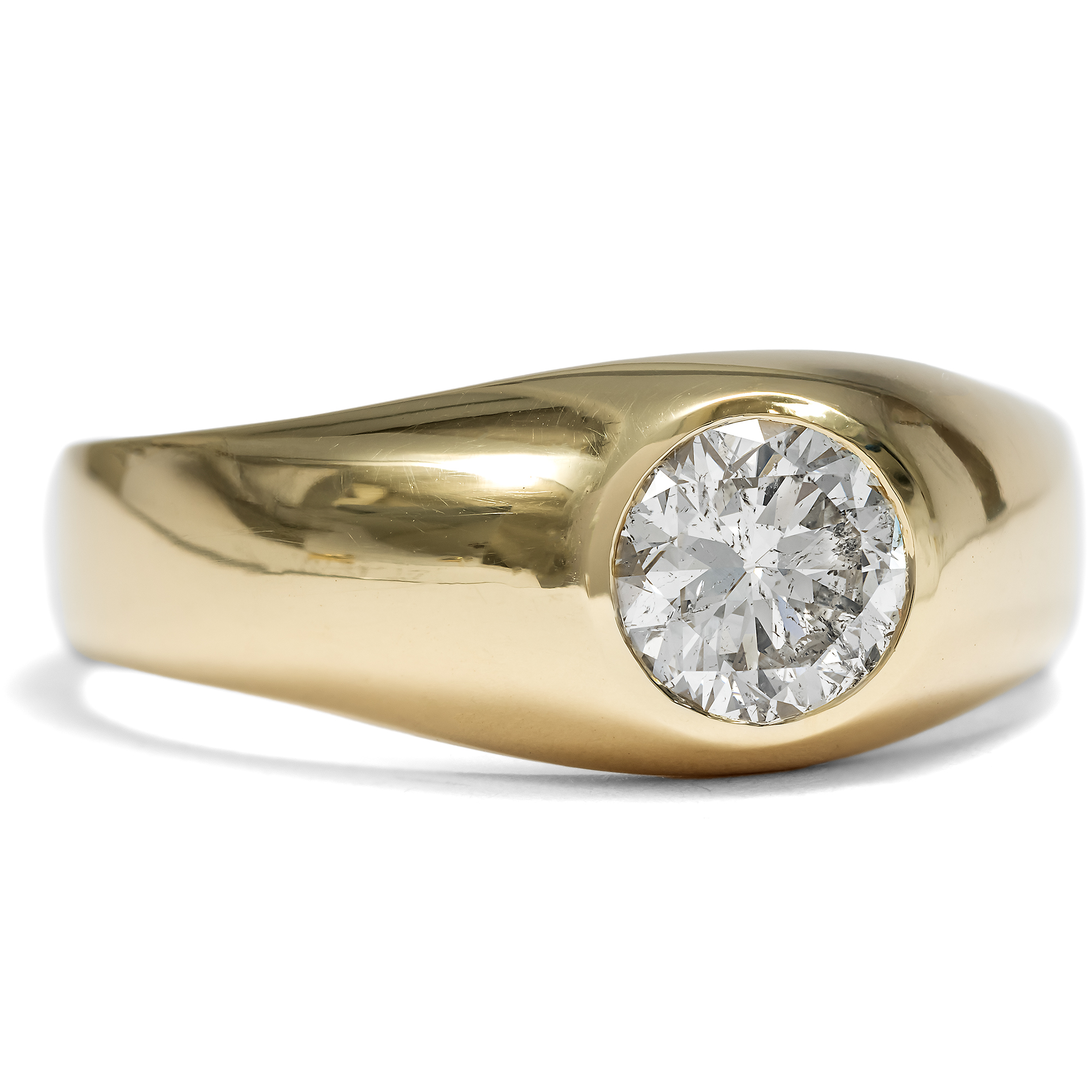 Vintage Bandring mit 1,02 ct Altschliff-Solitär in Gold, um 1960