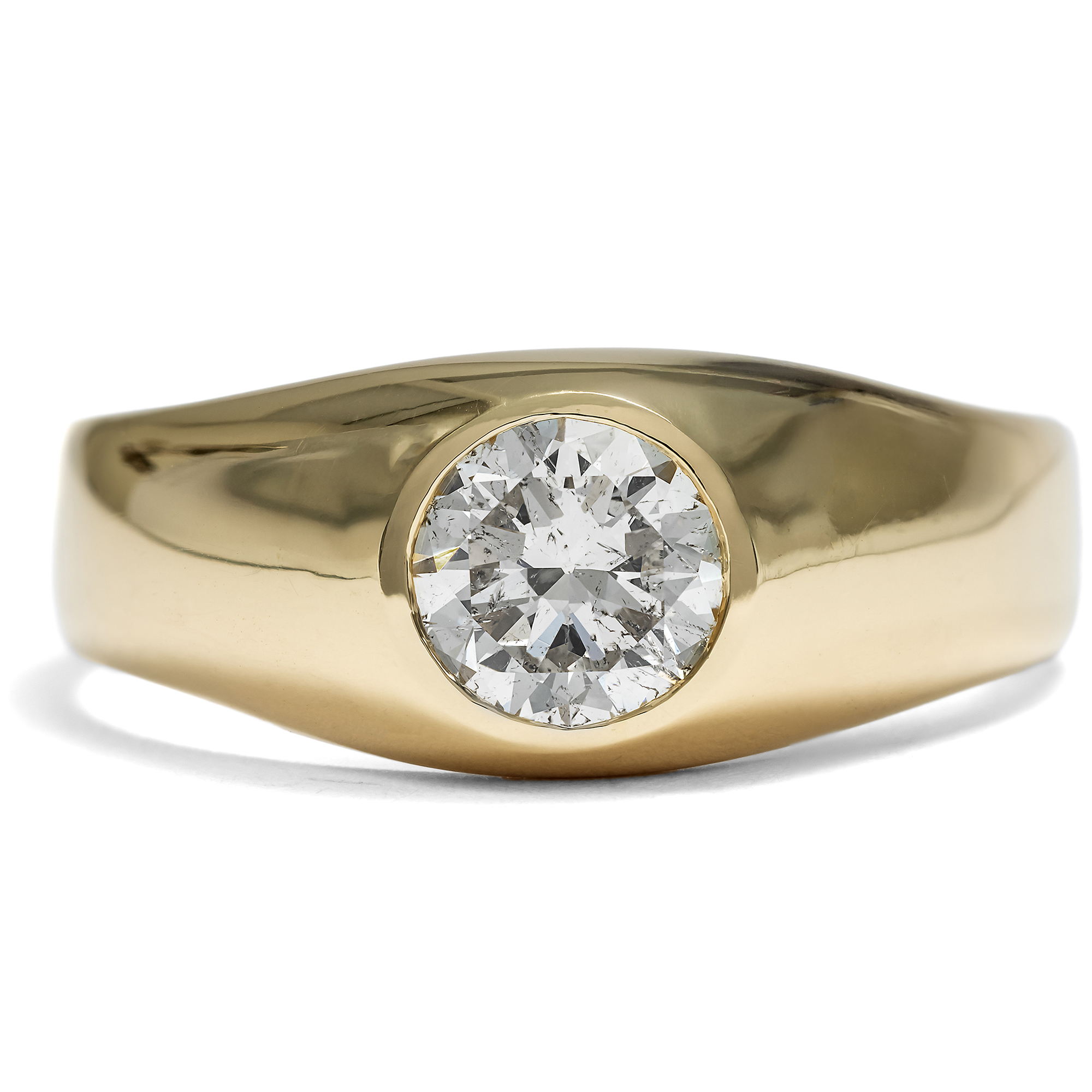 Vintage Bandring mit 1,02 ct Altschliff-Solitär in Gold, um 1960