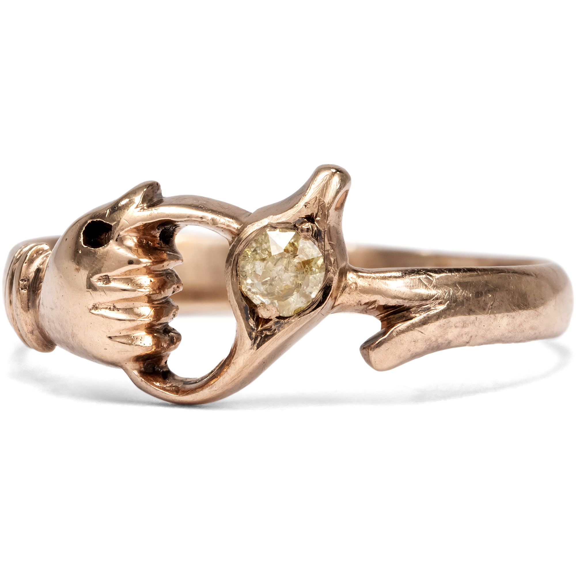 Witziger Ring des Biedermeier mit gelbem Diamanten in Gold, um 1830 Witziger Ring des Biedermeier mit gelbem Diamanten in Gold, um 1830