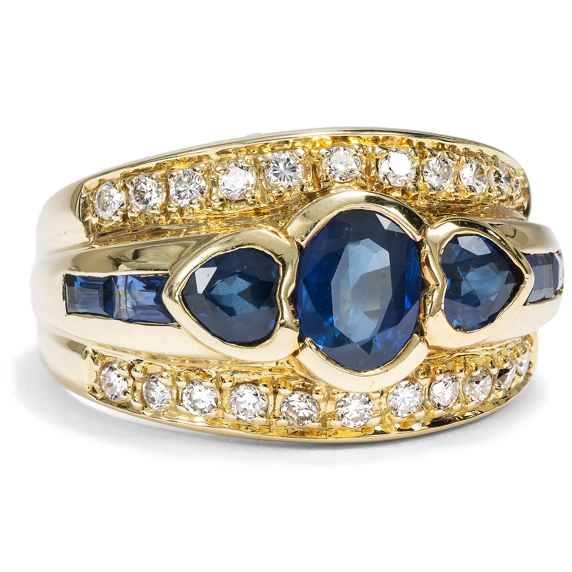 Romantic Vintage Gold Ring with Sapphires & Diamonds, ca. 1990