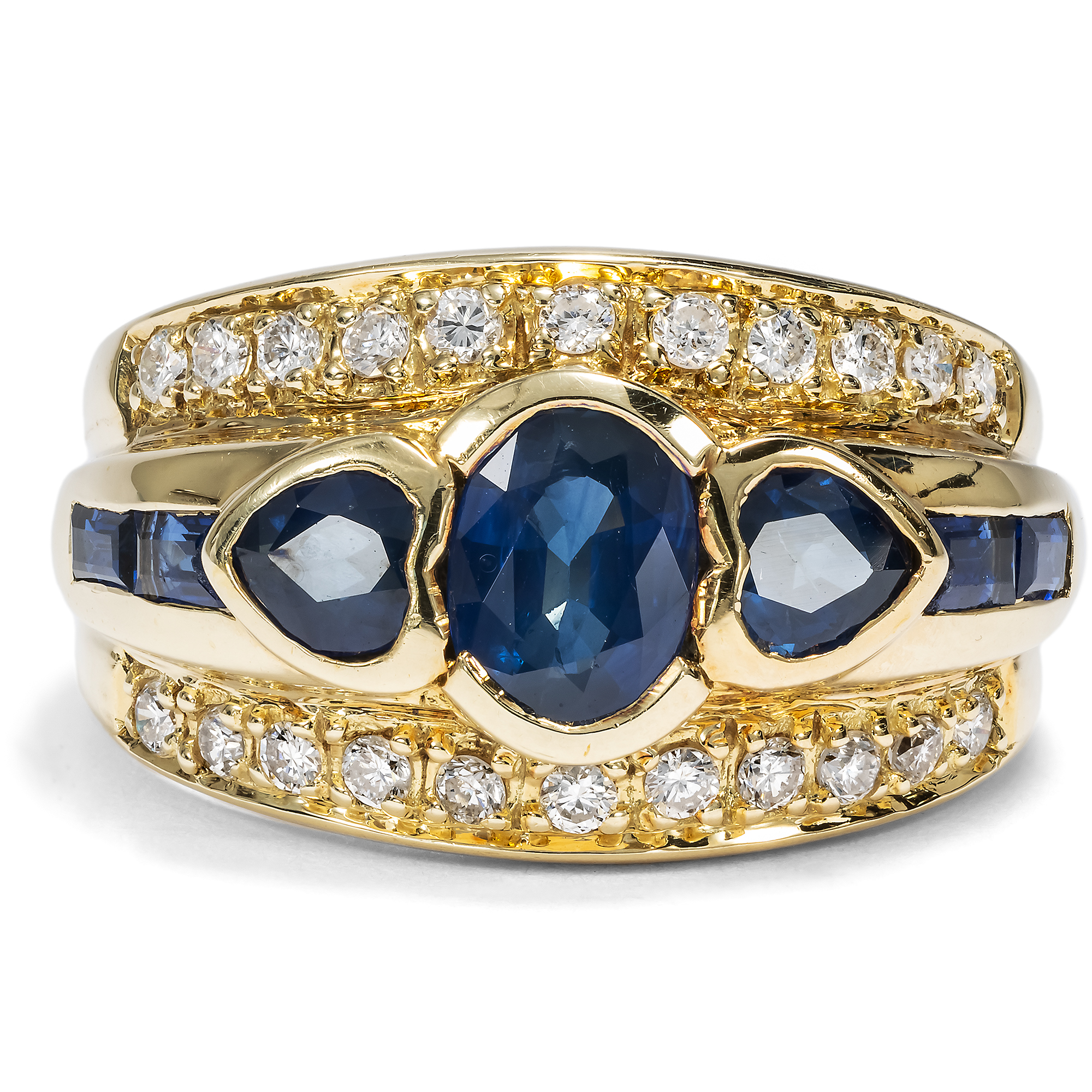 Romantic Vintage Gold Ring with Sapphires & Diamonds, ca. 1990