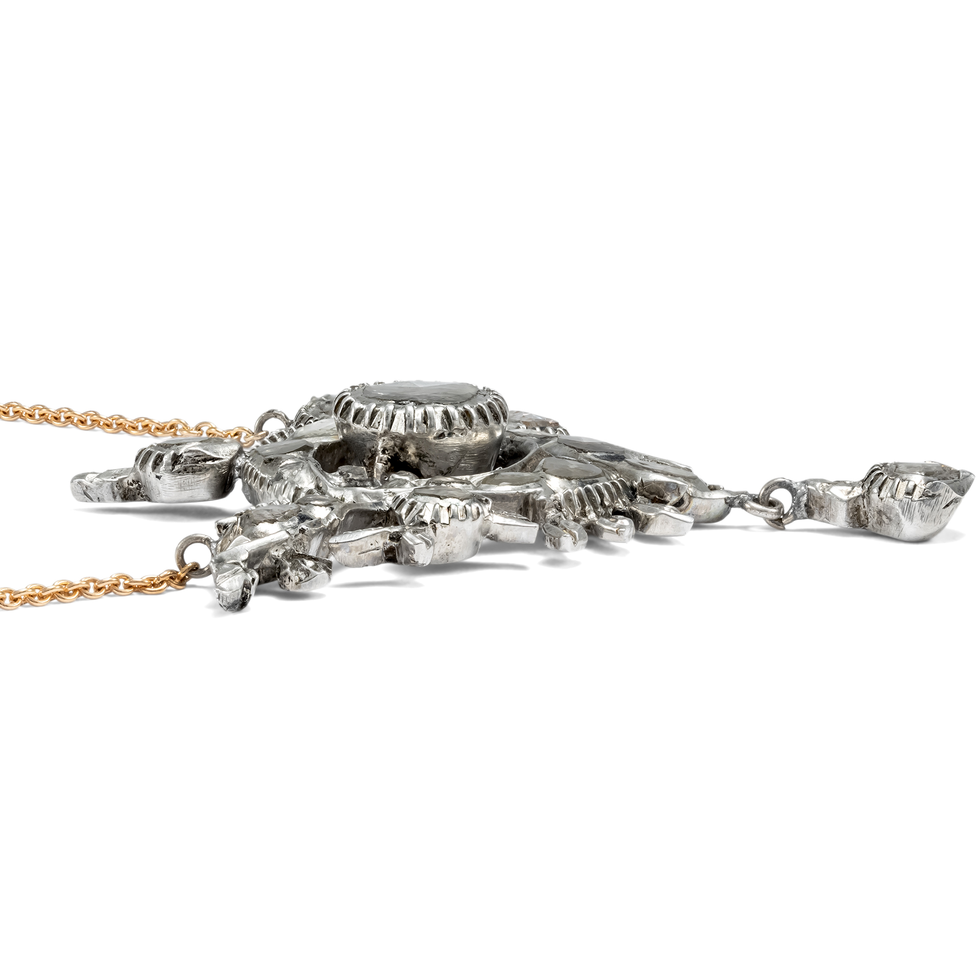 Festliches Collier aus einem antiken Diamantelement in Silber & Rotgold, 1880 & später Festliches Collier aus einem antiken Diamantelement in Silber & Rotgold, 1880 & später