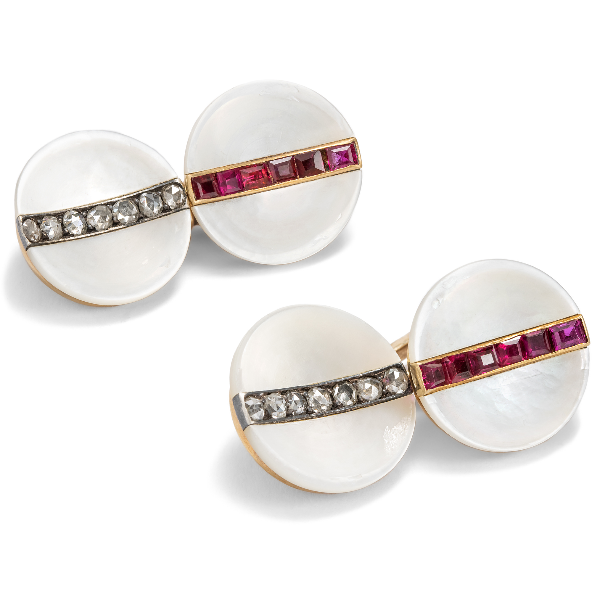 Luxurious Cufflinks with Rubies & Diamonds, Karl Carius, Vienna c. 1910