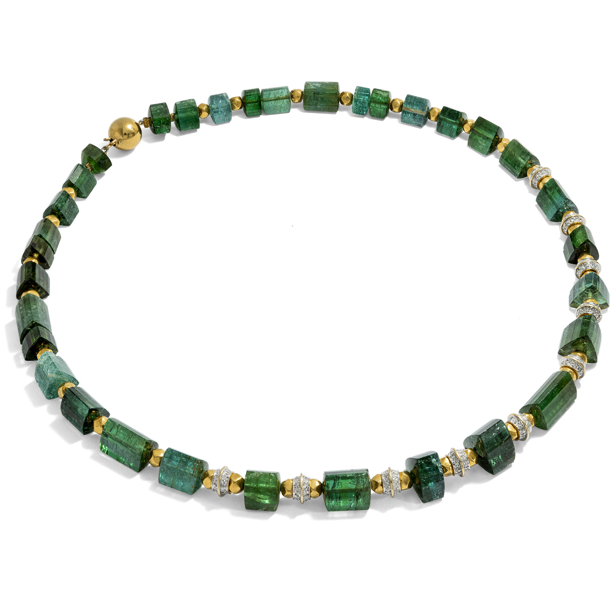 Set of Necklace and Bracelet with Natural Tourmalines, c. 2000