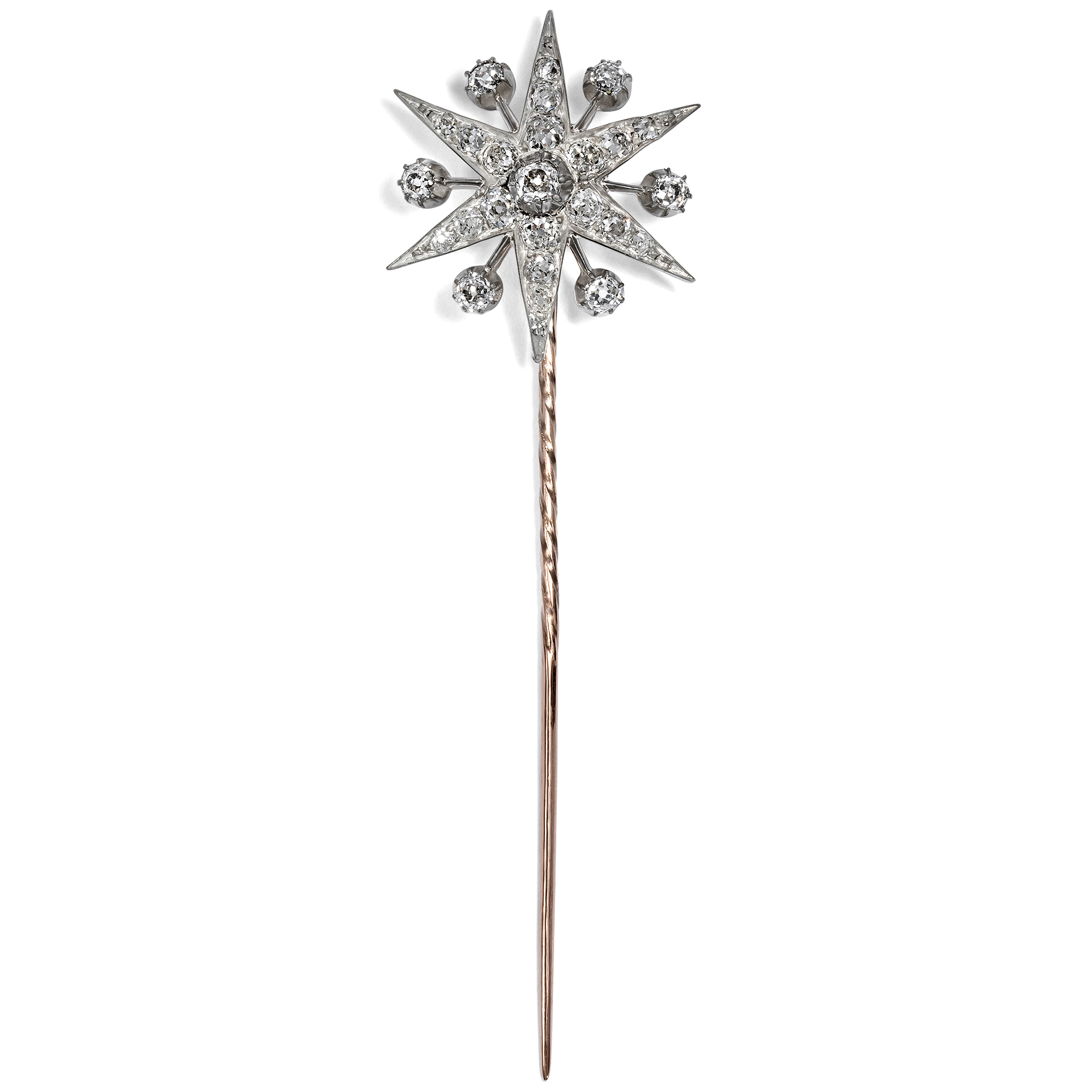 Antique Diamond Pin Made of Gold & Silver, c. 1890