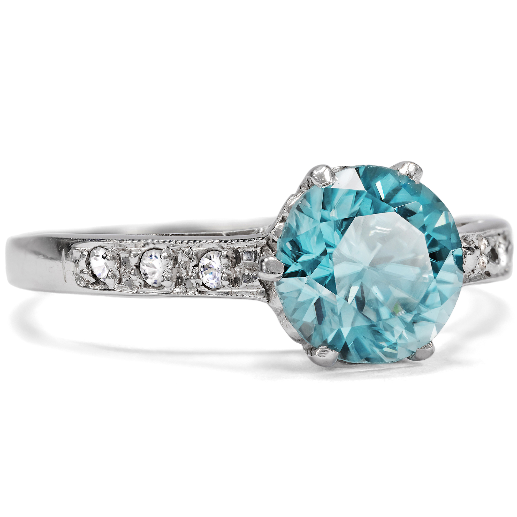 Vintage Ring With Blue Zircon Based on a Historical Model, Circa 1980