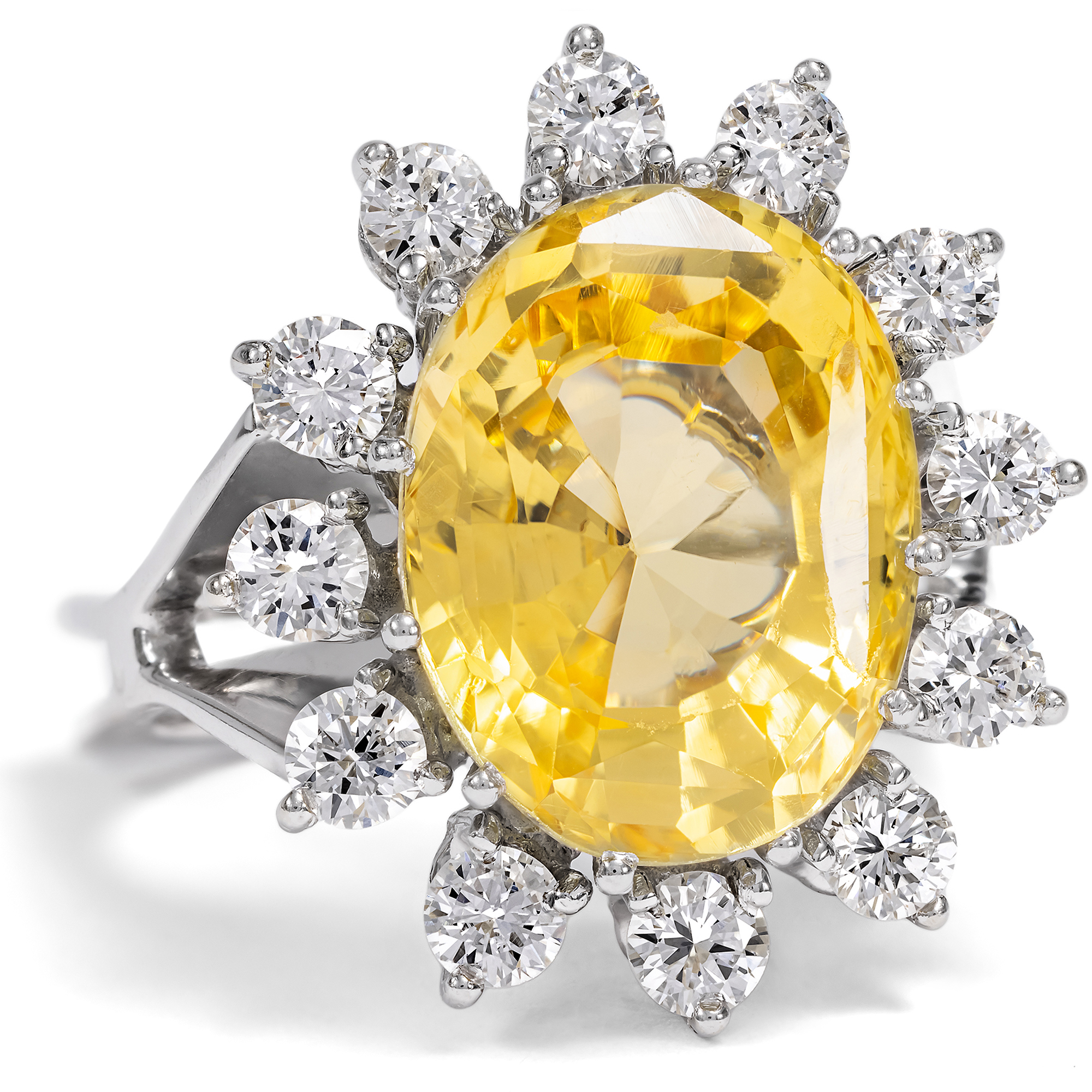 Vintage Ring with Untreated Yellow Sapphire & Diamonds, Berlin c. 1975