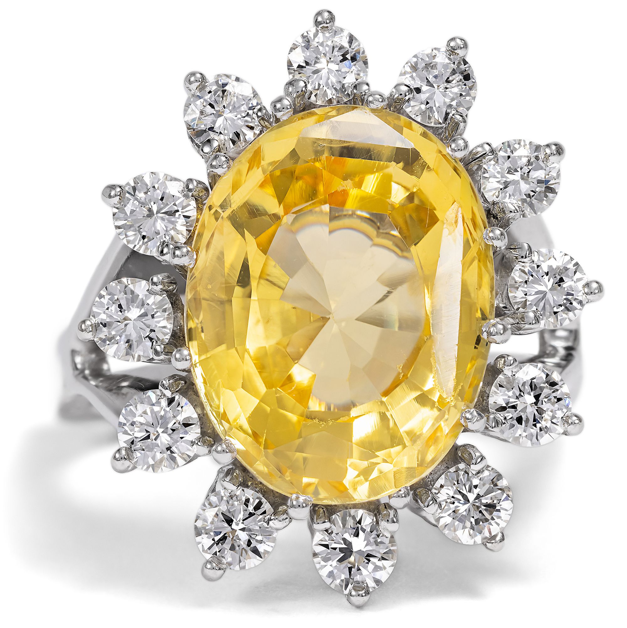 Vintage Ring with Untreated Yellow Sapphire & Diamonds, Berlin c. 1975